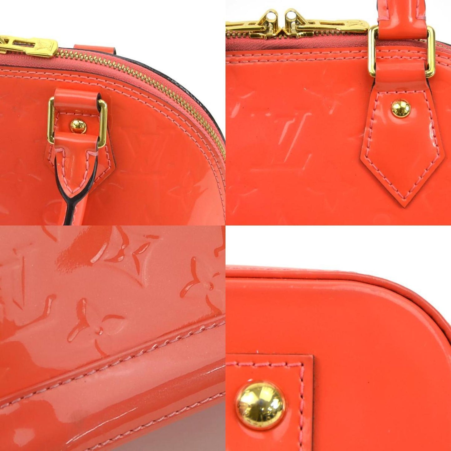 Louis Vuitton Louis Vuitton Handbag Shoulder Bag Monogram Vernis Alma Bb Patent Leather Orange Pink