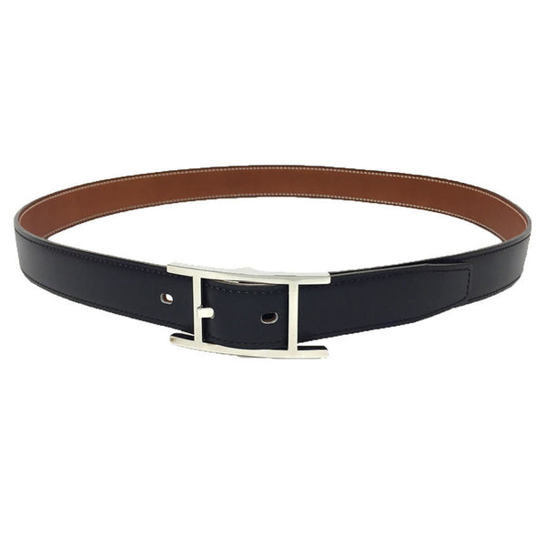 Hermes Leather Belt H Buckle Size 90 Black Silver D Stamp Aq10103 10013696