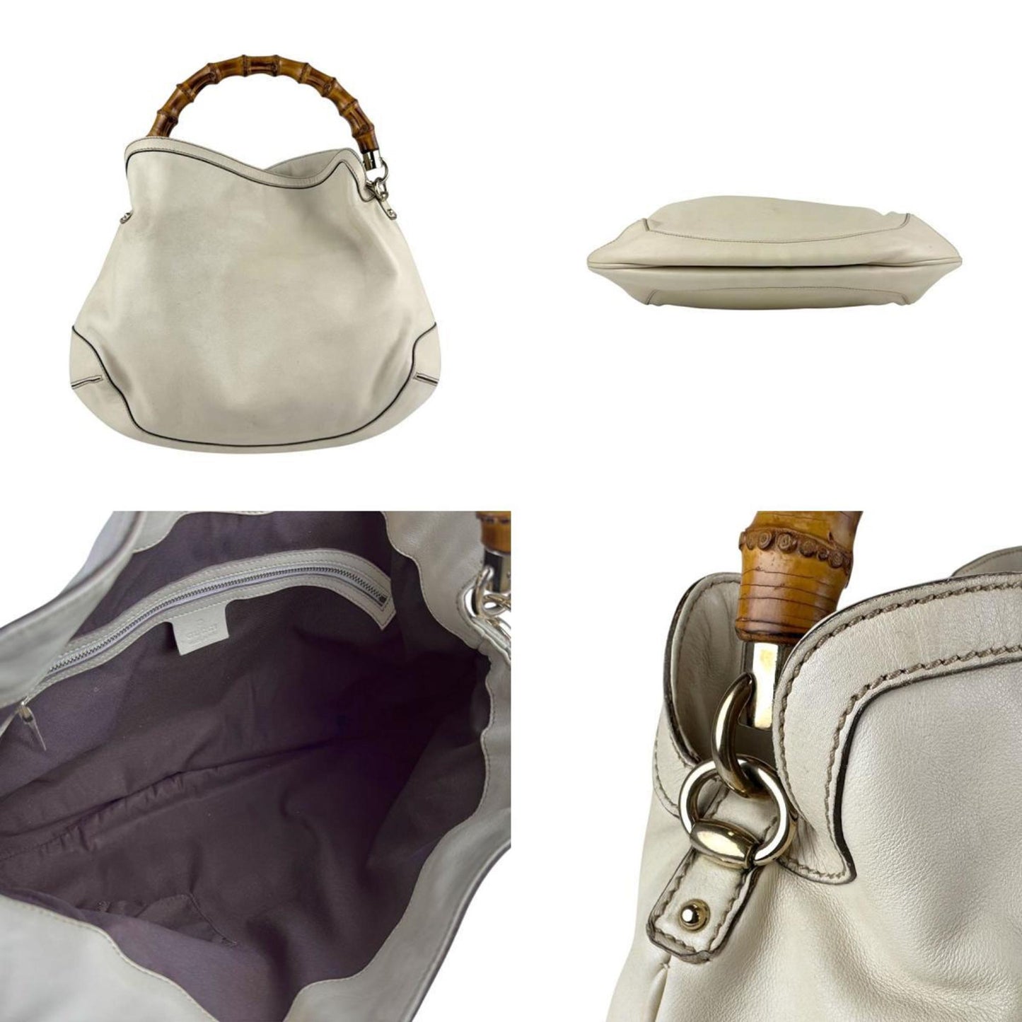 Gucci Shoulder Bag Handbag Leather Ivory