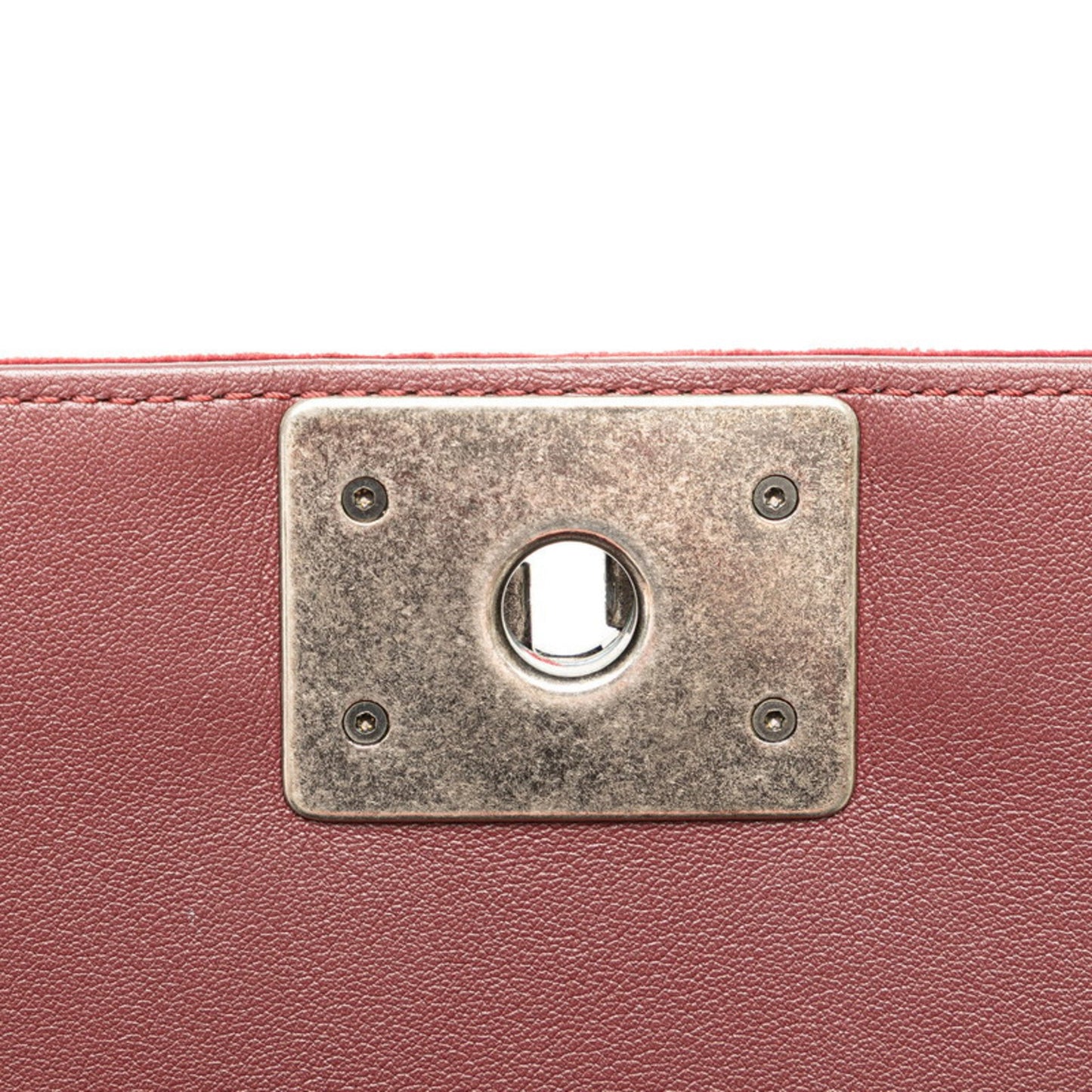 Chanel Boy 25 Coco Mark Chain Shoulder Bag Wine Red Velour