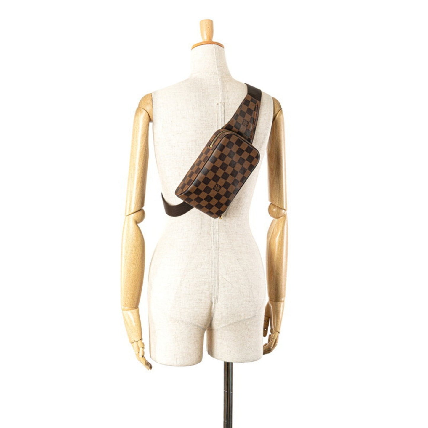 Louis Vuitton Damier Geronimos Body Bag Waist N51994 Brown Pvc Leather