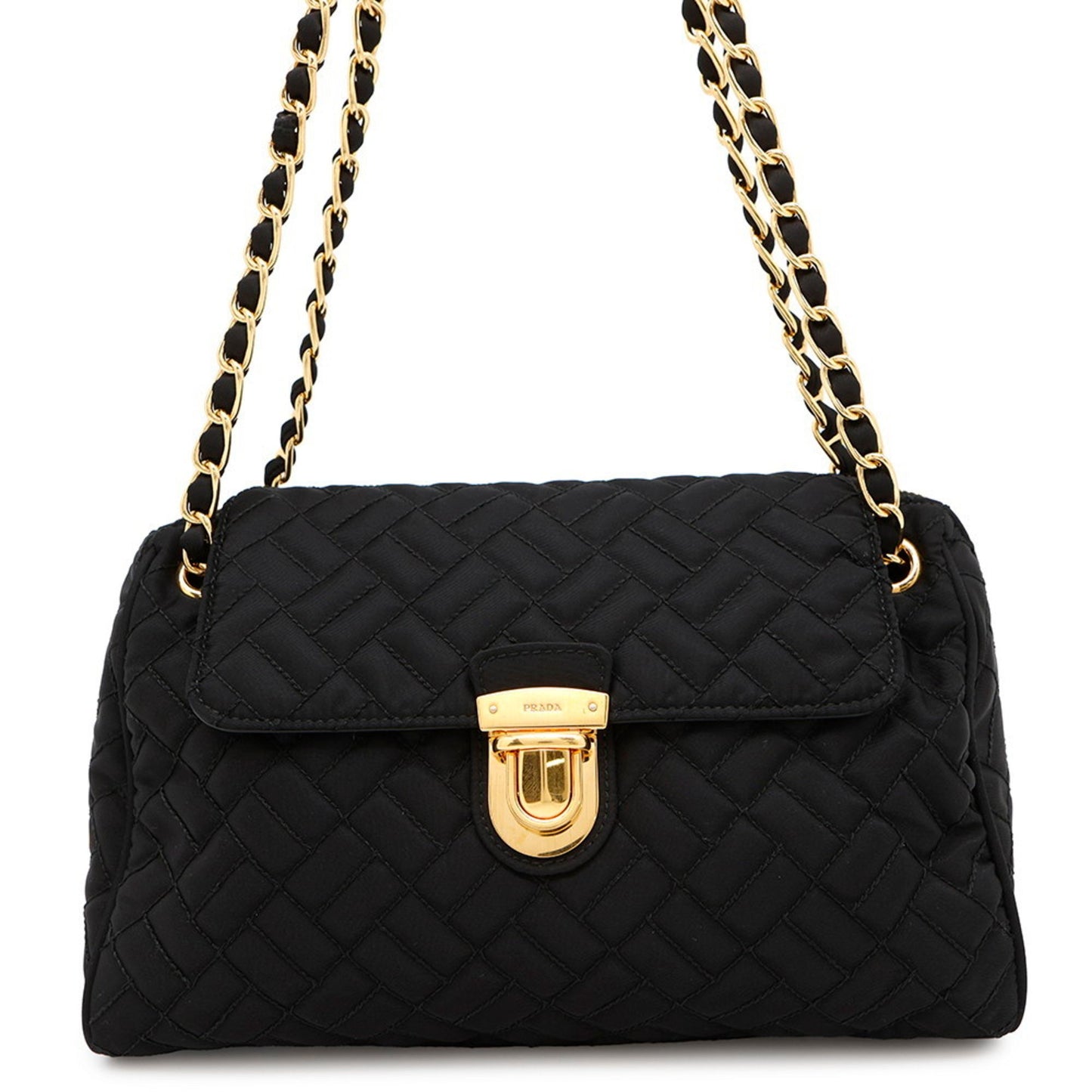 Prada Chain Shoulder Bag Quilted Nylon Br4965 Prada Black