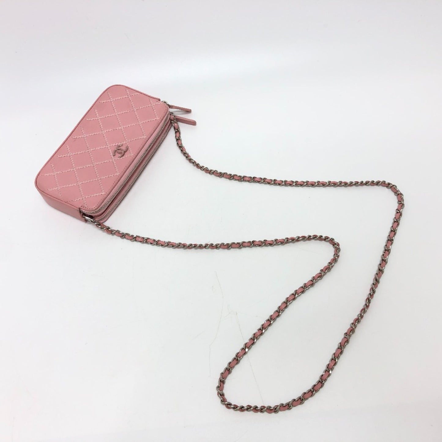 Chanel A82527 Cc Mark Chain Wallet Long Wallet Shoulder Bag Pink Lining Multicolore/Silverhardware