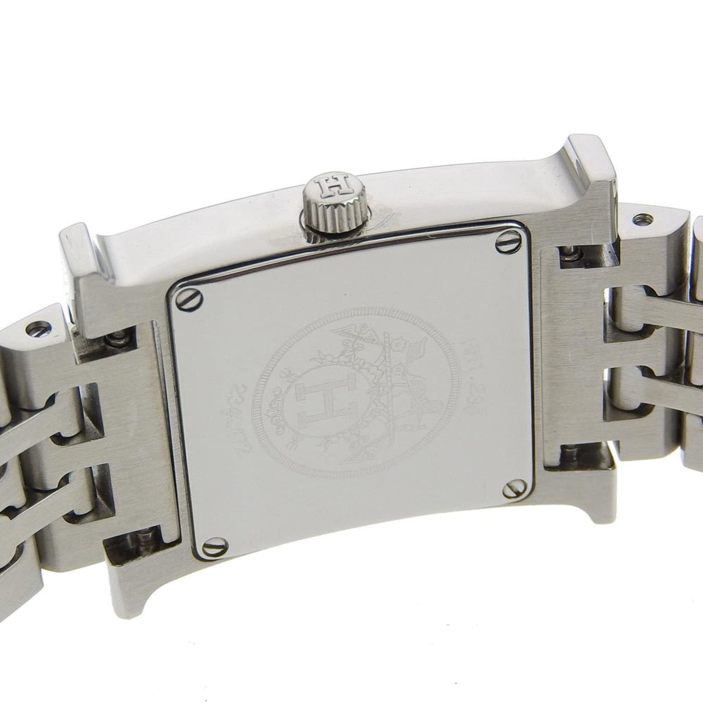 Hermes Hermes H Watch Diamond Bezel Hh1.230 Stainless Steel X Quartz Analog Display Ivory Dial Heure