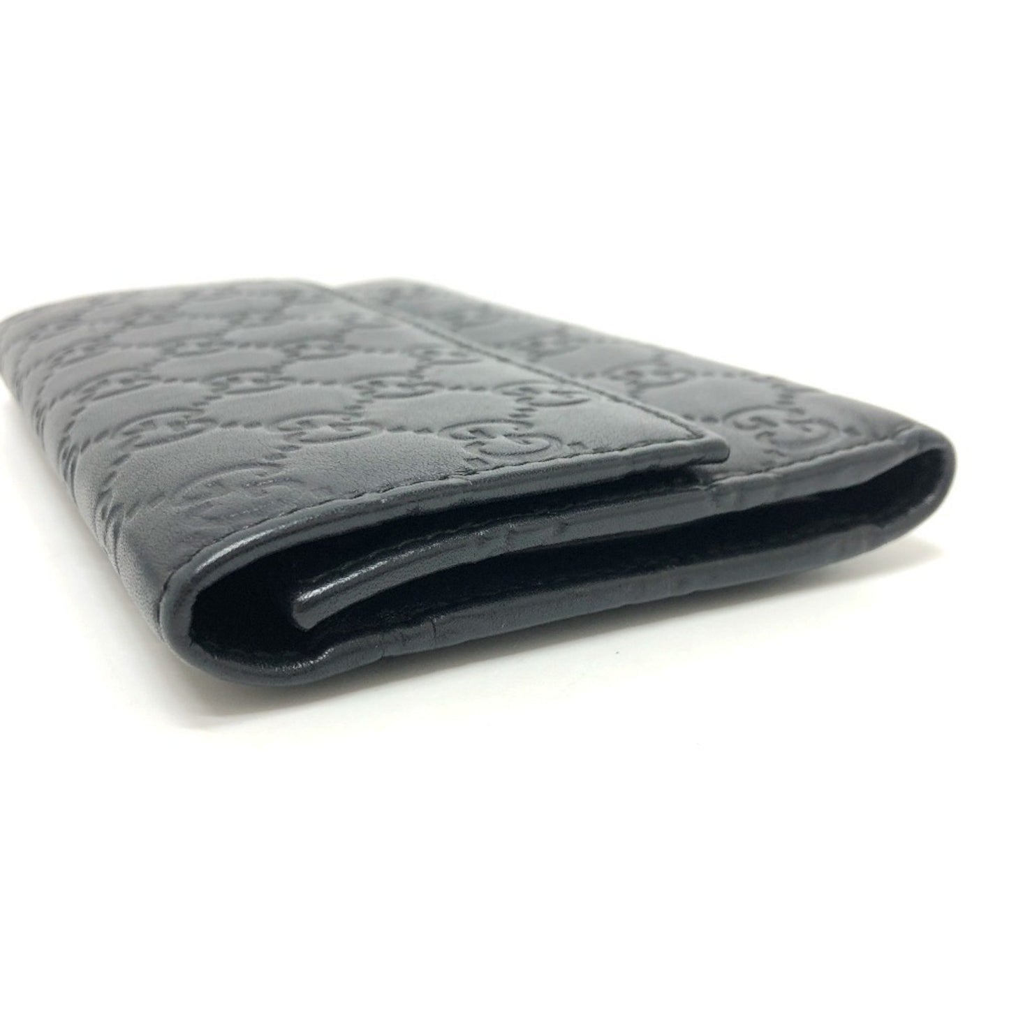 Gucci 257303 Shima Line Gg Wallet Long Embossed All-Over Pattern Tri-Fold Leather