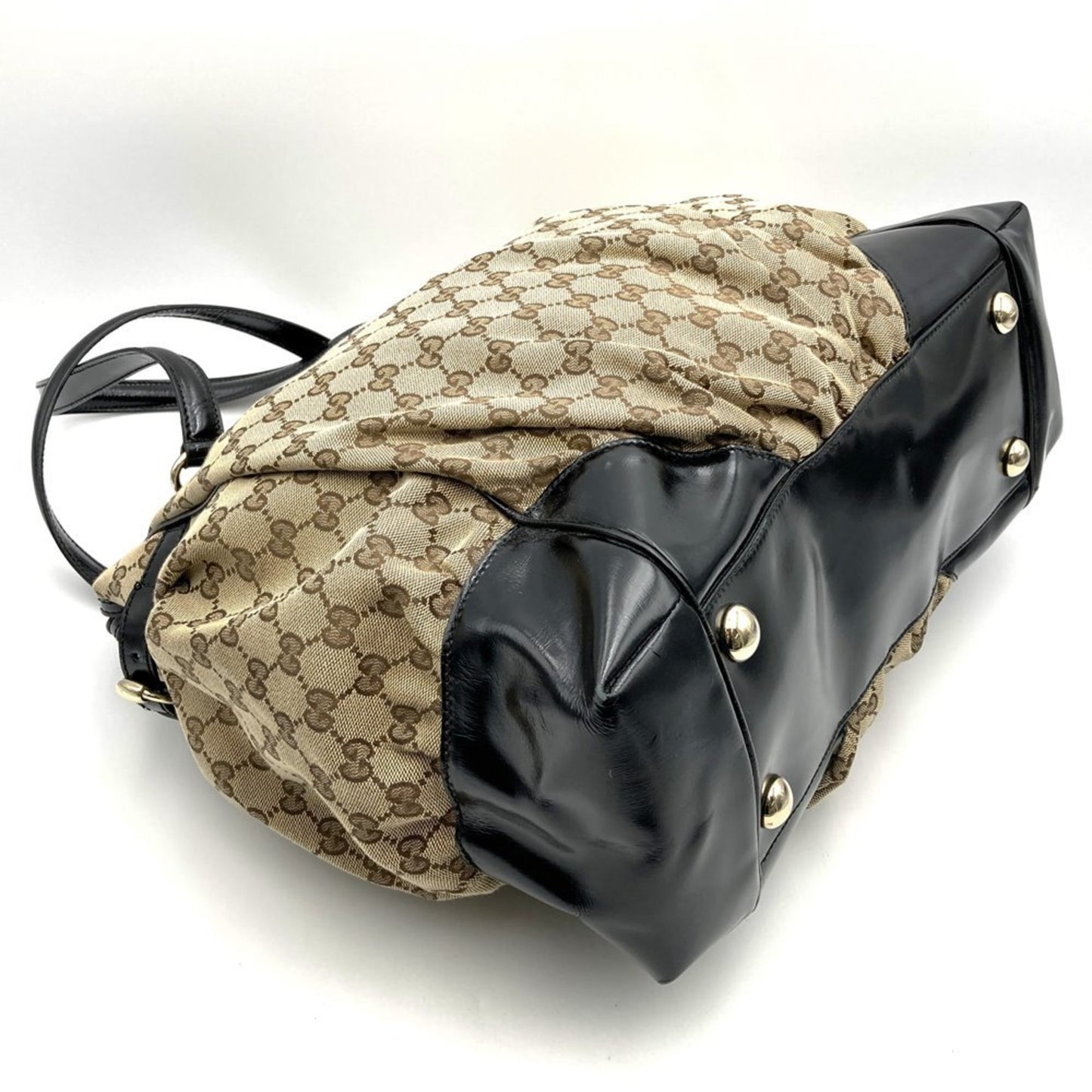 Gucci 203528 Tote Bag Shoulder Gg Canvas Beige X Black