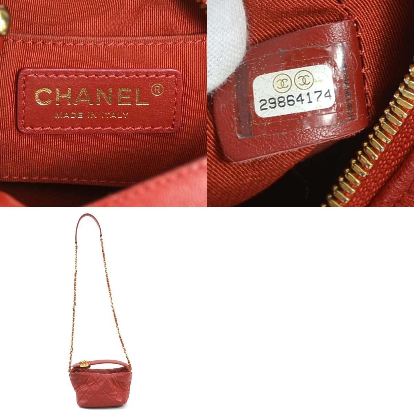 Chanel Shoulder Bag Matelasse Leather Metal Red