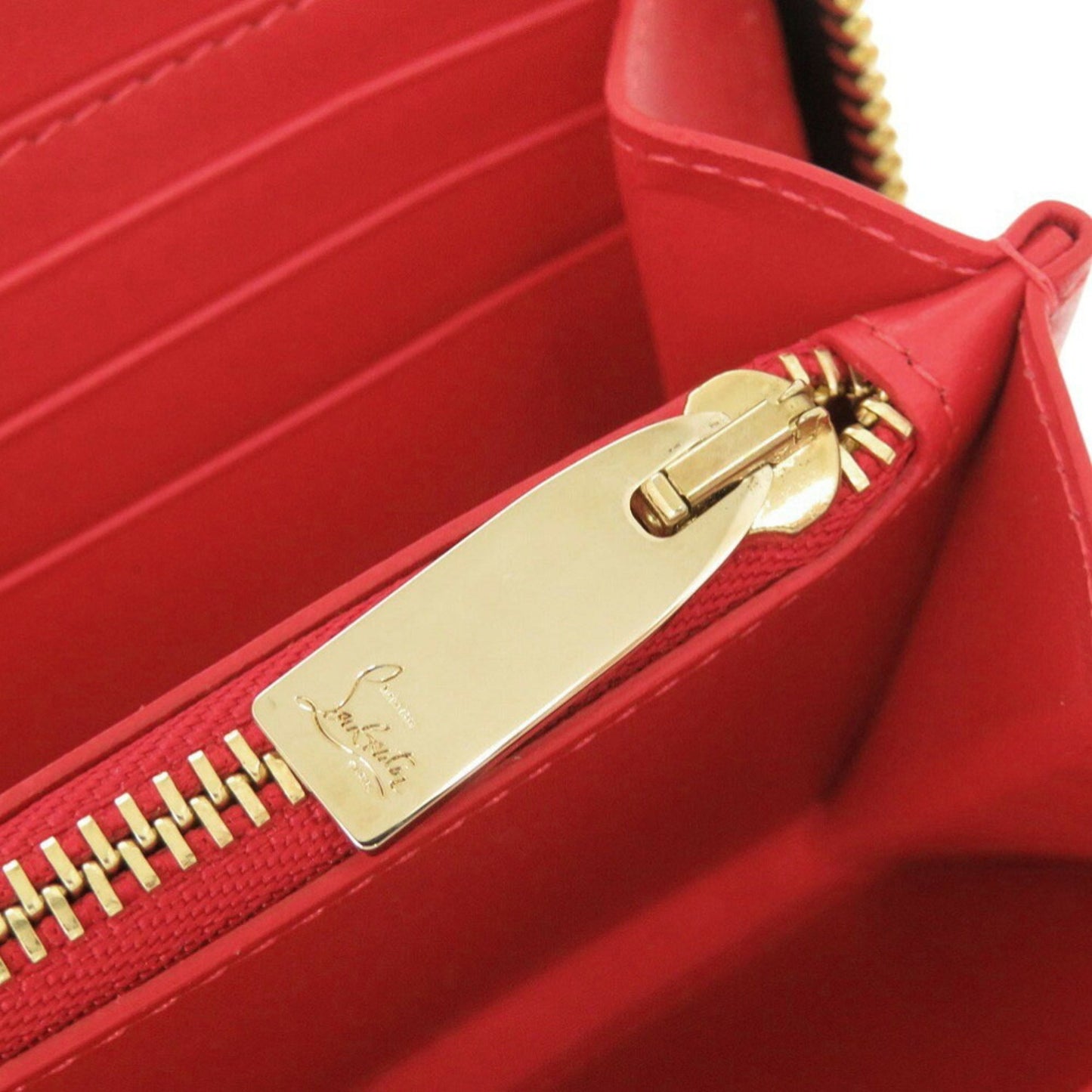 Like New Christian Louboutin Panettone Leather Round Long Wallet In Black And Gold
