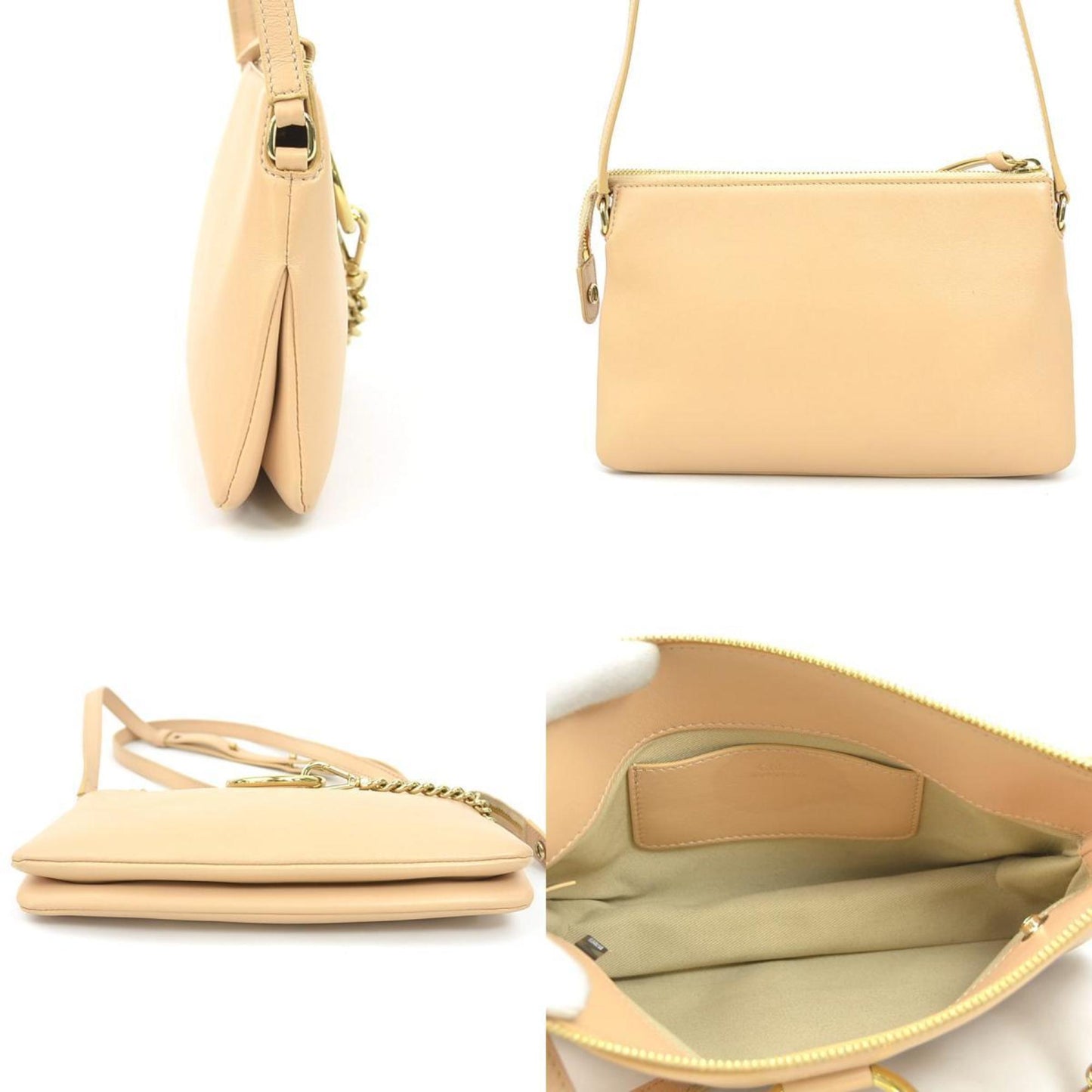 Chlo Chloe Faye Shoulder Bag In Pink Beige And Gold Leather