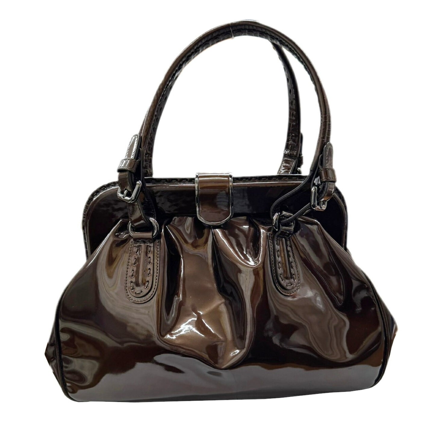 Giorgio Armani Giorgio Armani Handbag Enamel Gamaro Brown Patent