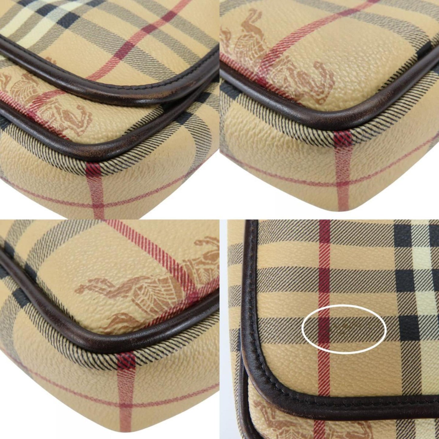 Burberry Shoulder Bag Leather Beige Brown Nova Check