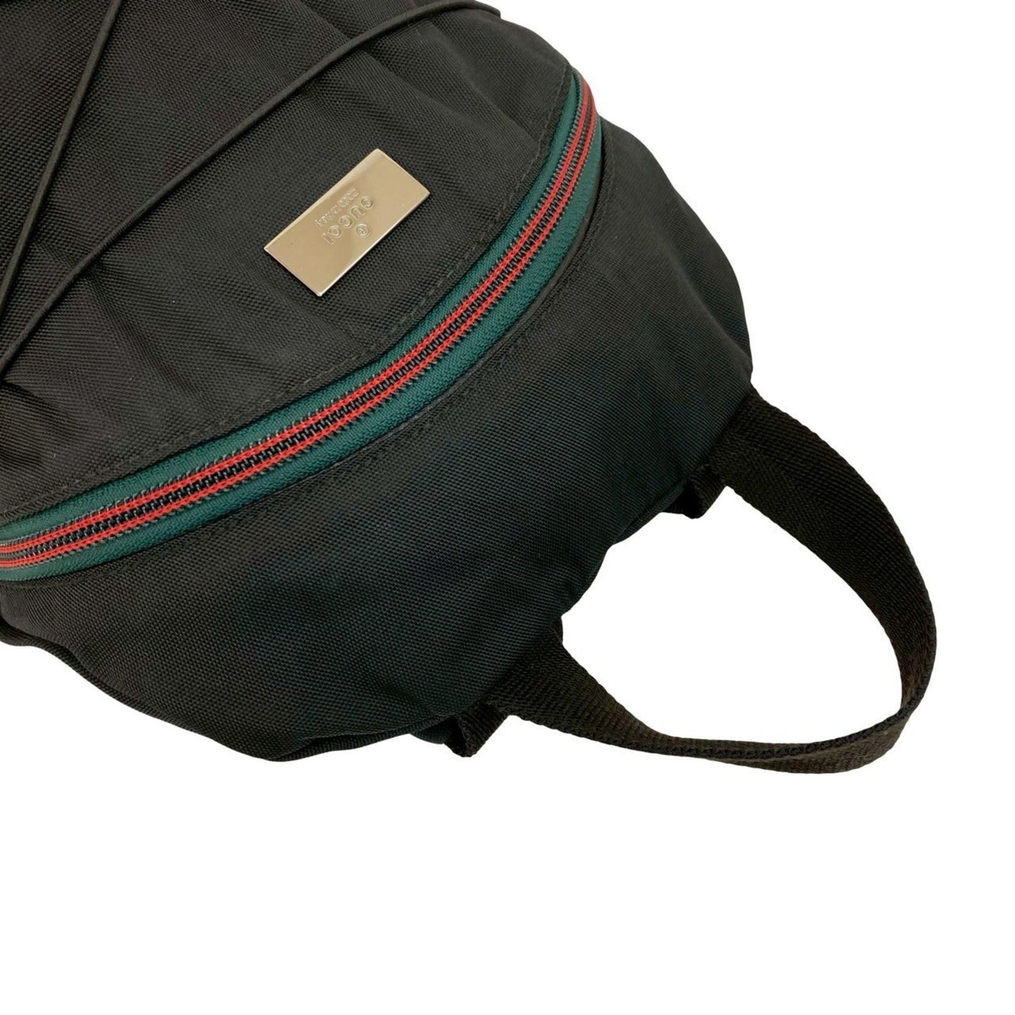 Gucci Gucci Logo Sherry Line Nylon Leather Backpack Daypack Black 31446