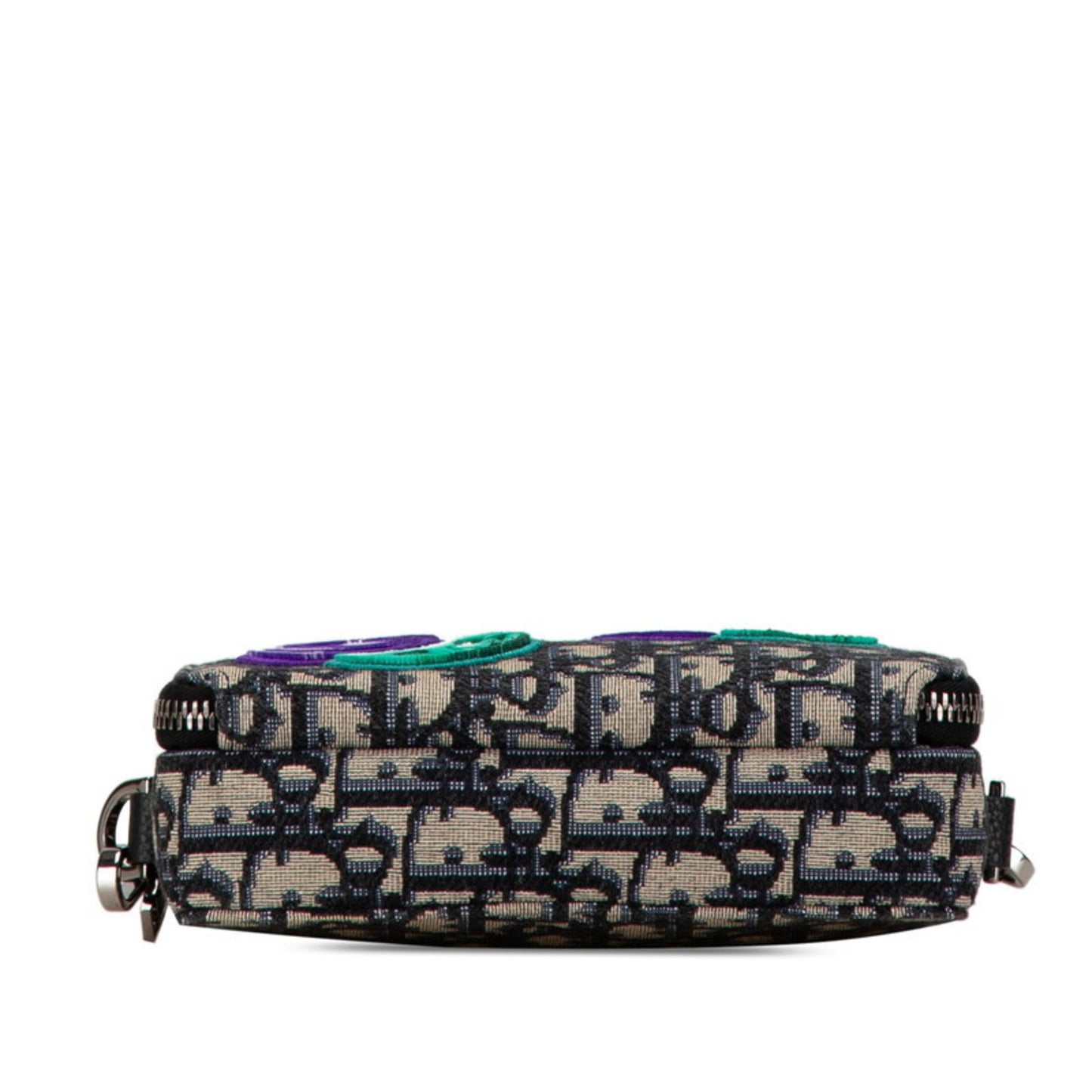 Christian Dior Dior X Kenny Scharf Oblique Crossbody Shoulder Bag Beige Navy Jacquard