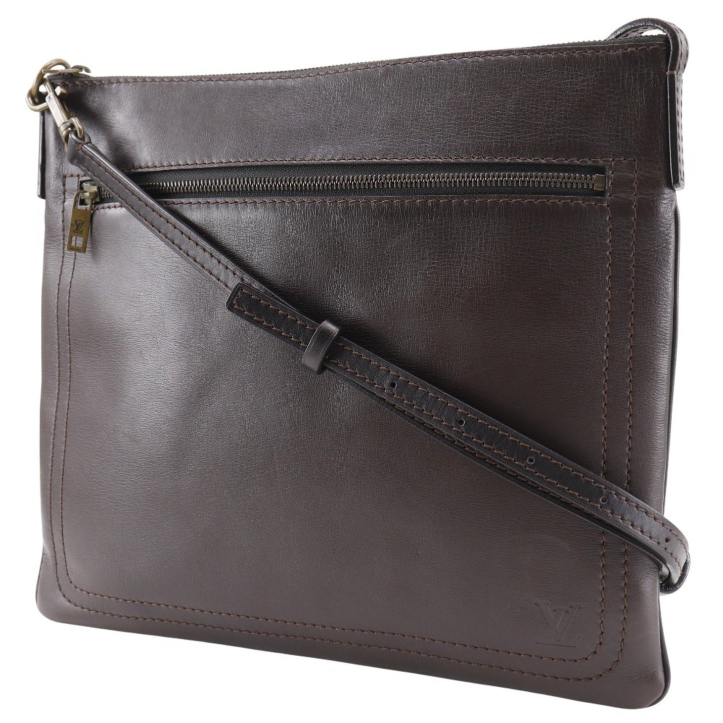 Louis Vuitton Louis Vuitton Sac Plat Shoulder Bag Utah M92073 Calfskin Cafe 2004 Brown Lm0024