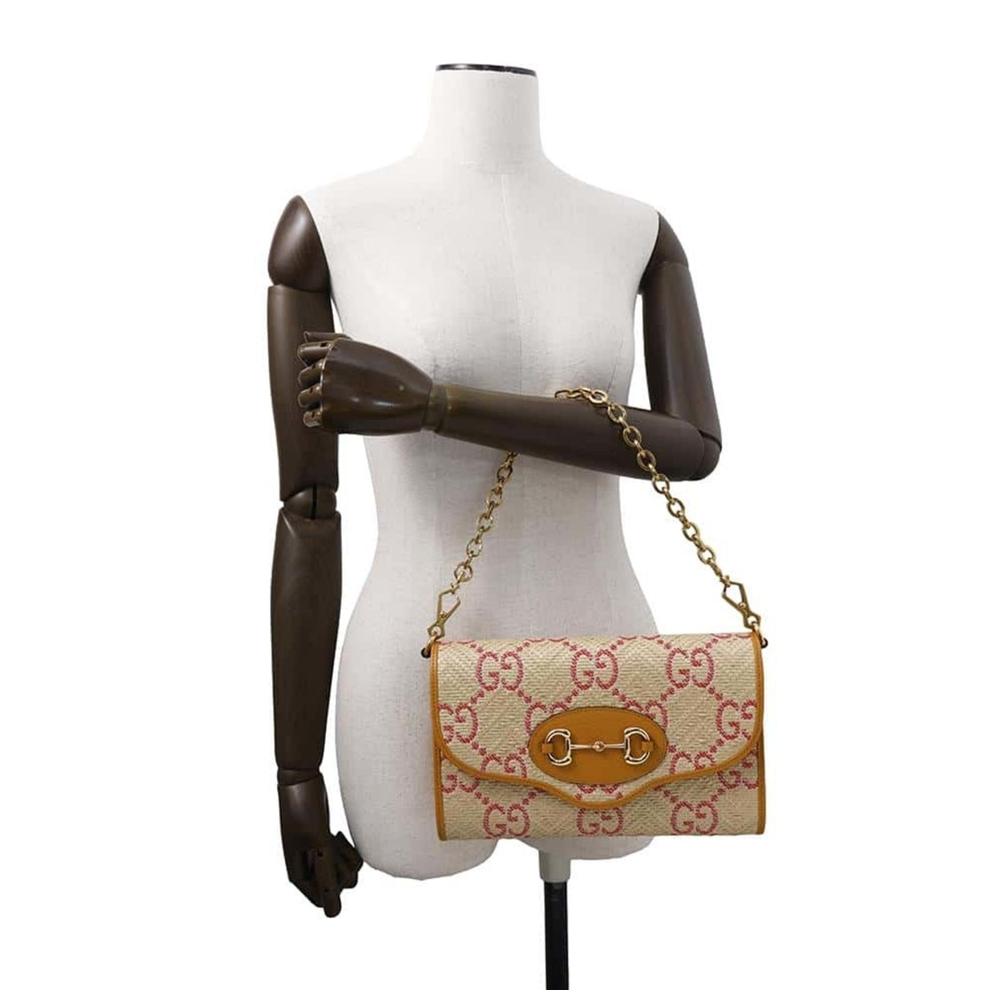 Gucci Shoulder Bag Horsebit Raffia Leather 677286 Gucci 2Way