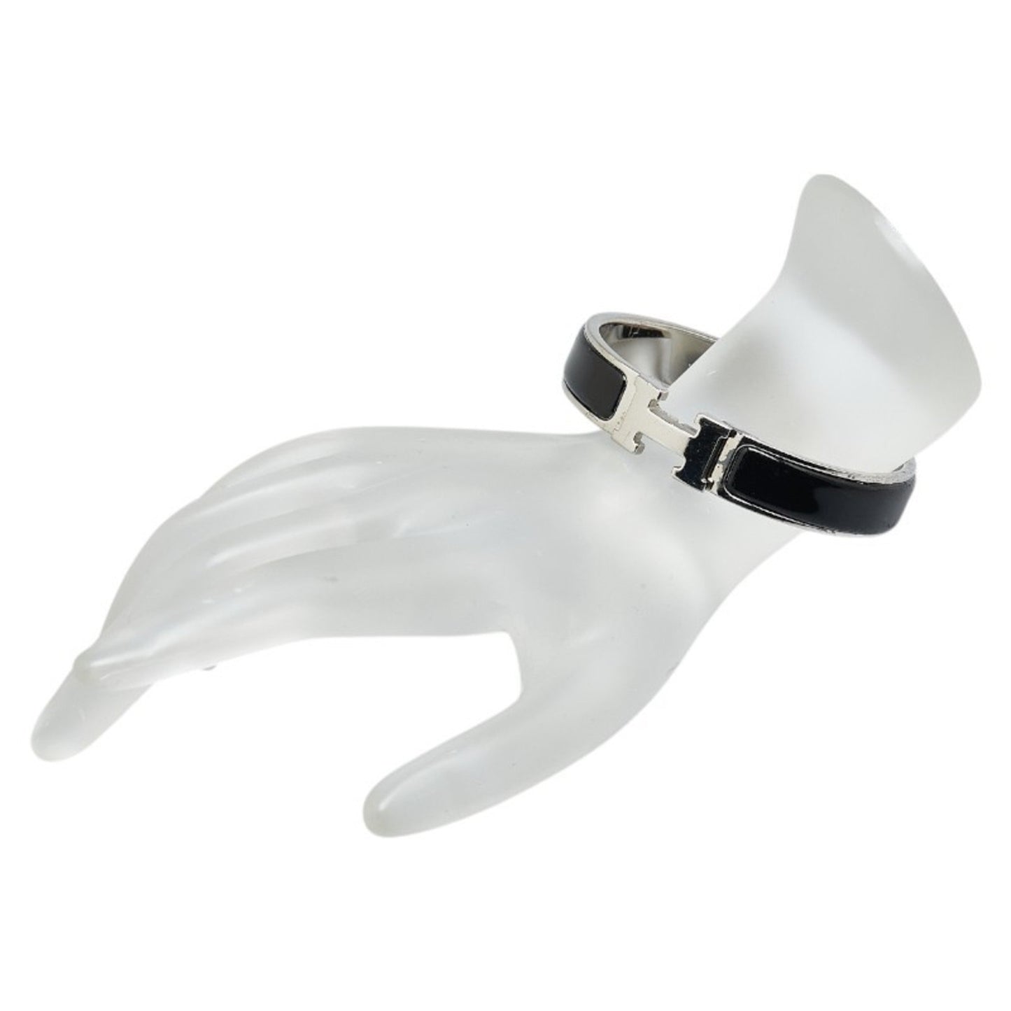 Hermes Click H Pm Bangle Silver Black Metal