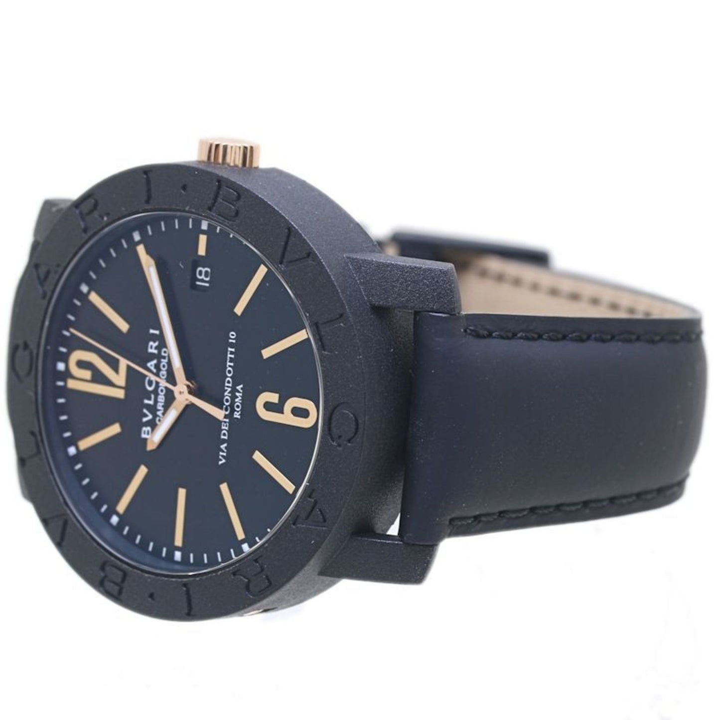 Bvlgari Bbp40Bcgld N Bb40Cl 102248 Carbon Gold X 18K Pink Leather