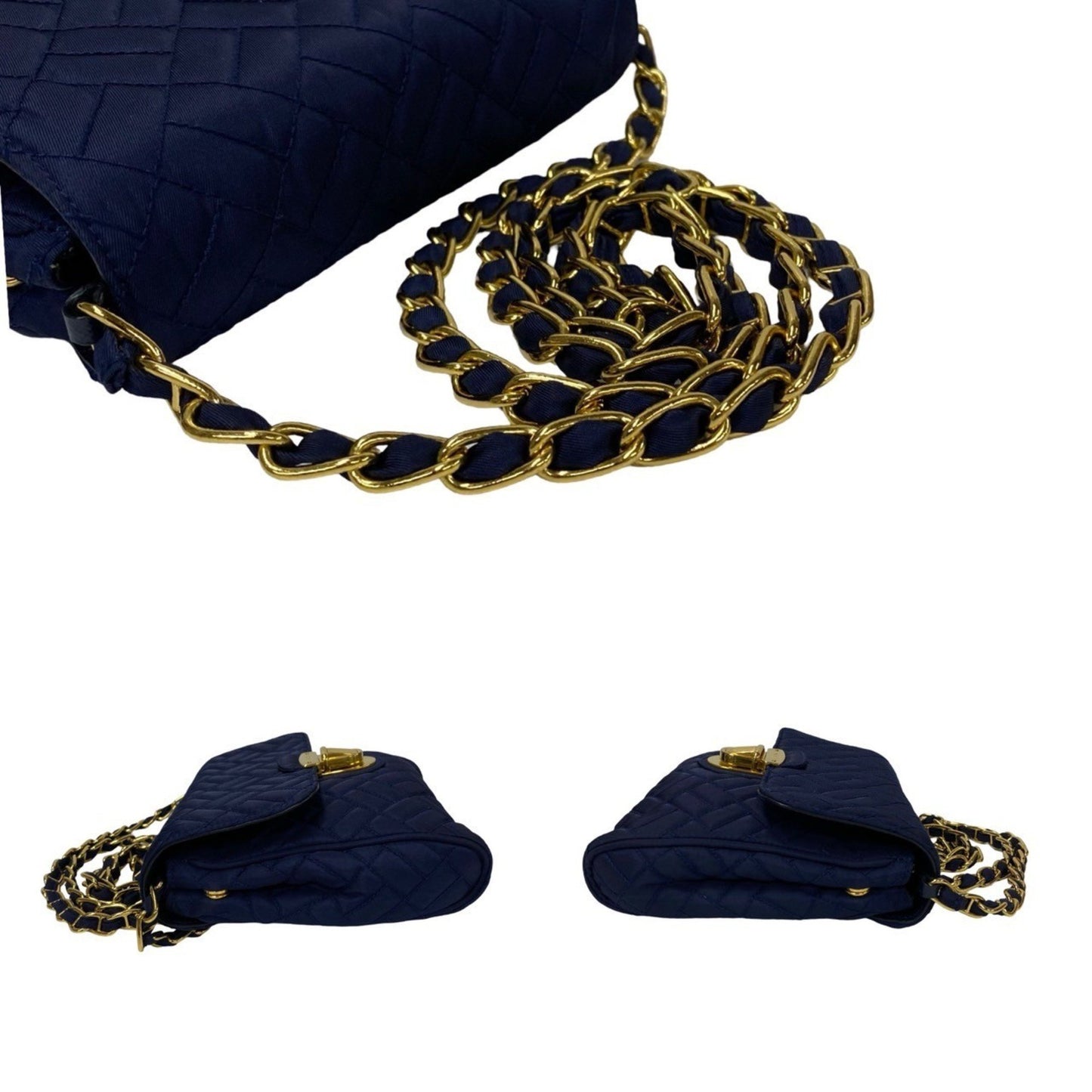 Prada Prada Logo Hardware Quilted Nylon And Saffiano Leather Chain Shoulder Bag