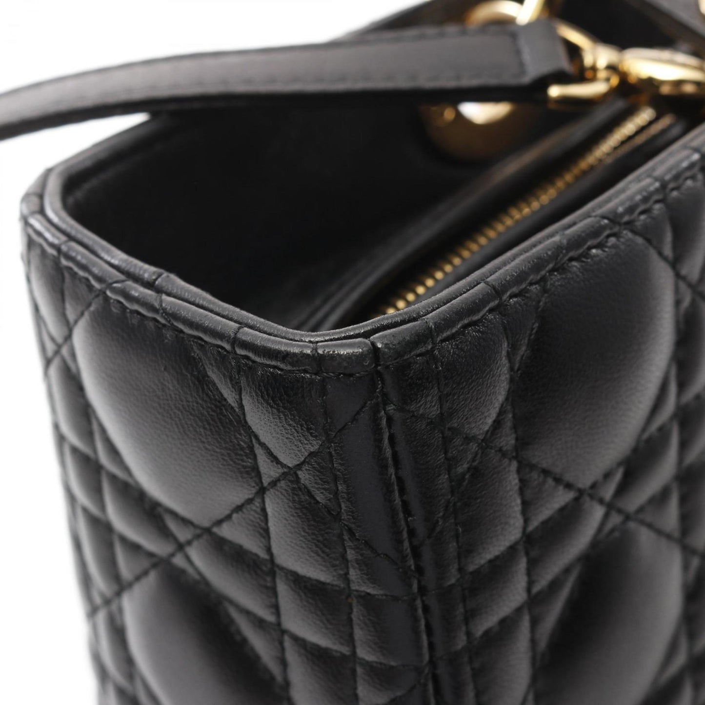 Christian Dior Dior Lady Large Cannage Handbag Leather