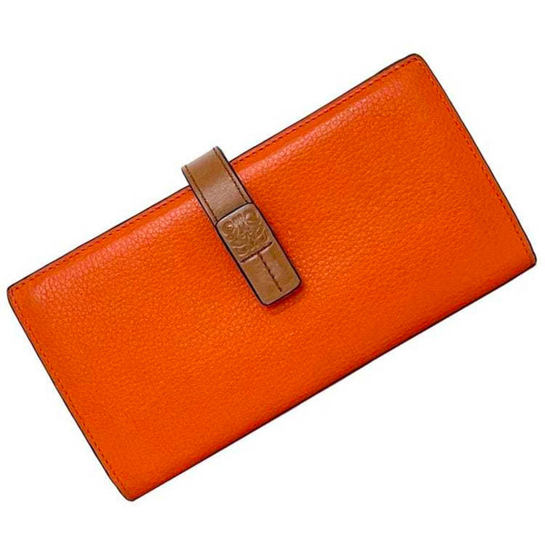 Loewe Bi-Fold Long Wallet Vertical Large F-21349 Orange Brown Anagram C660S40X01 Leather 061852