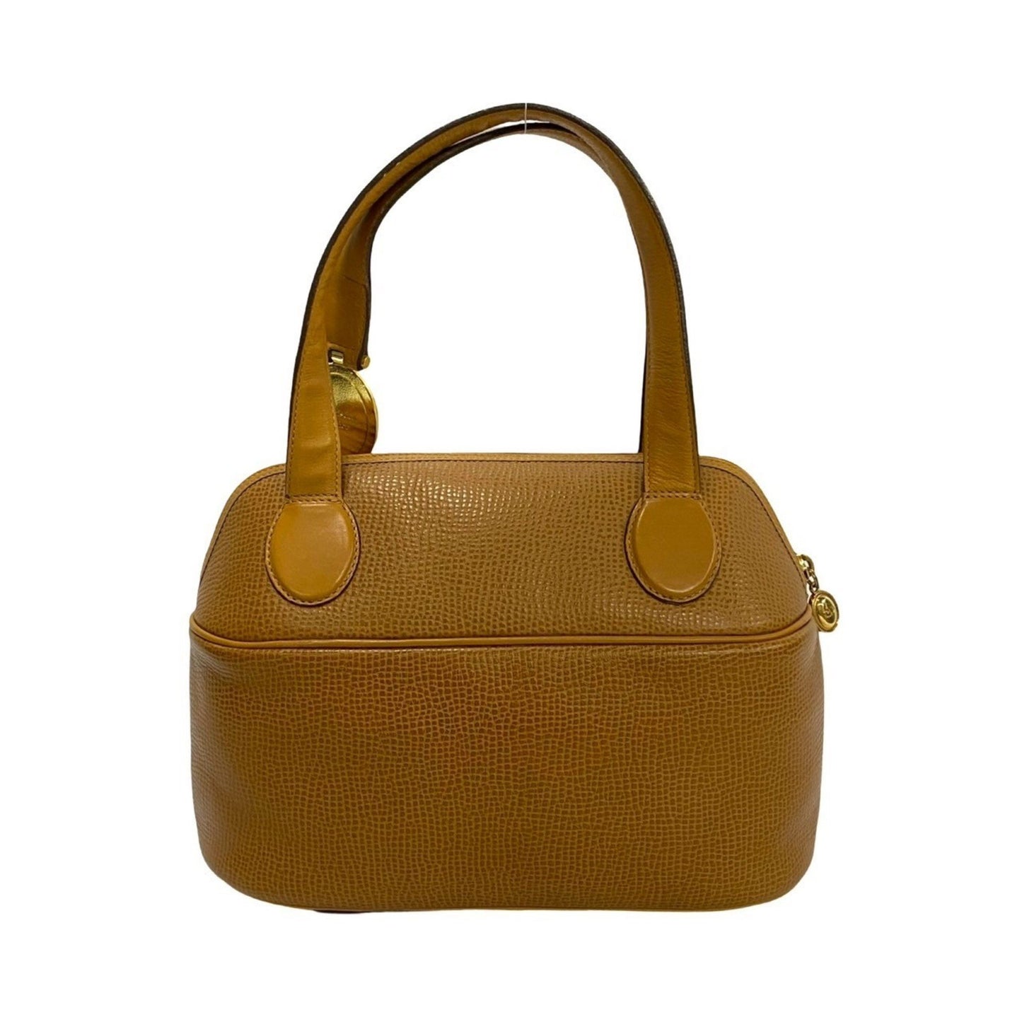 Christian Dior Cd Logo Hardware Leather Handbag/Boston Bag In Camel