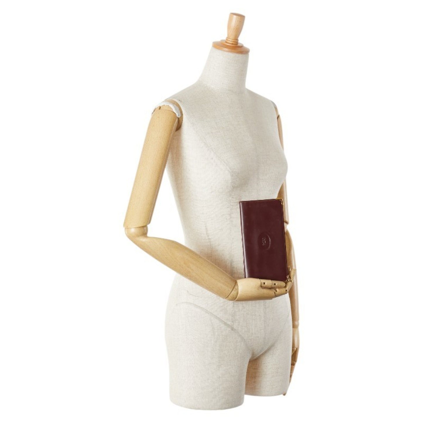 Cartier Must Line Long Wallet Wine Red Leather