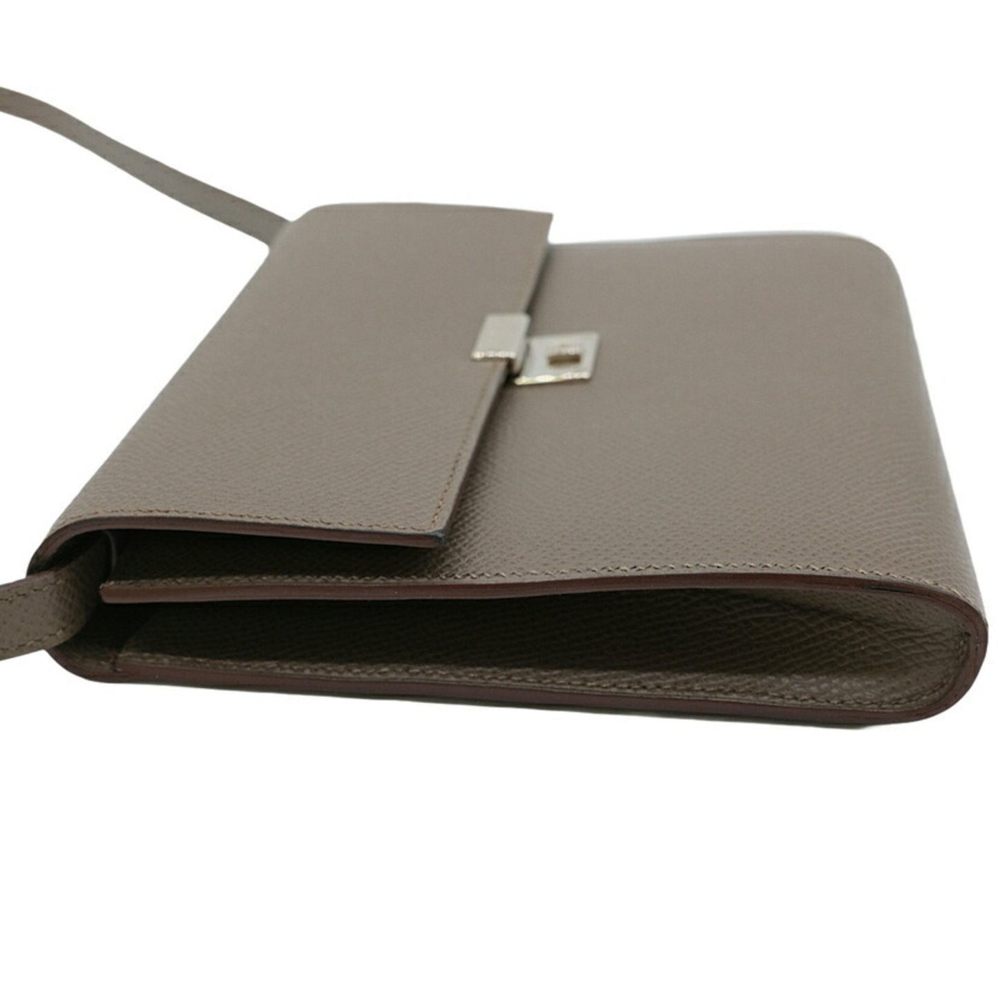 Hermes Click 16 Shoulder Bag Pouch Wallet Epsom Leather Etoupe Greige #A
