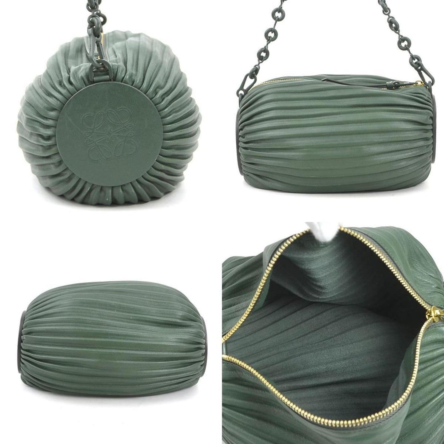 Loewe Shoulder Bag Bracelet Pouch Leather Green