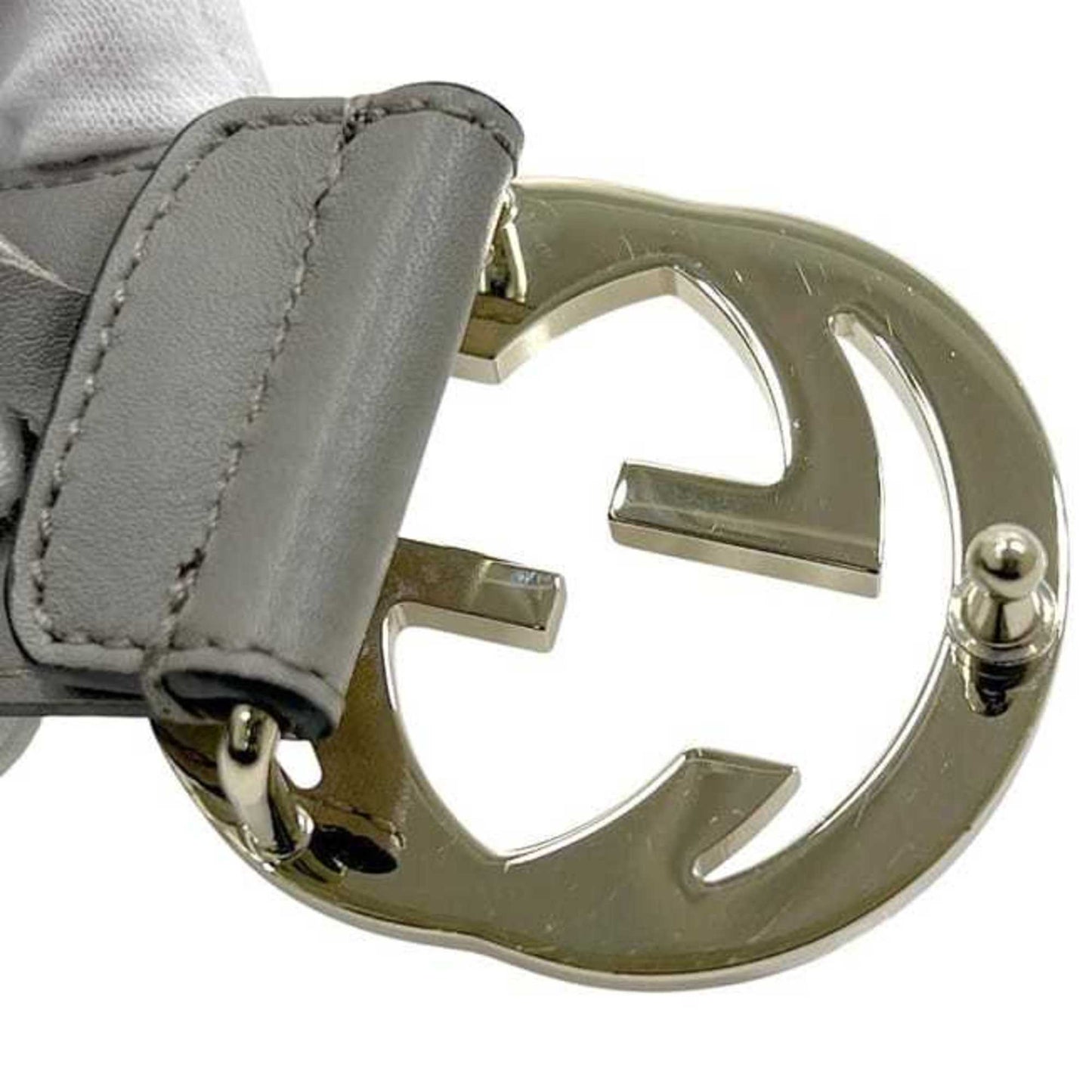 Gucci Belt Ec-24406 Gray Interlocking 546386 Ap00G 85 34 480199 Waist 90Cm Leather Gucci Gg Buckle