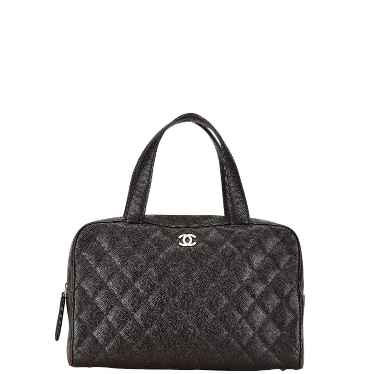 Chanel Coco Mark Handbag Boston Bag Brown Caviar Skin
