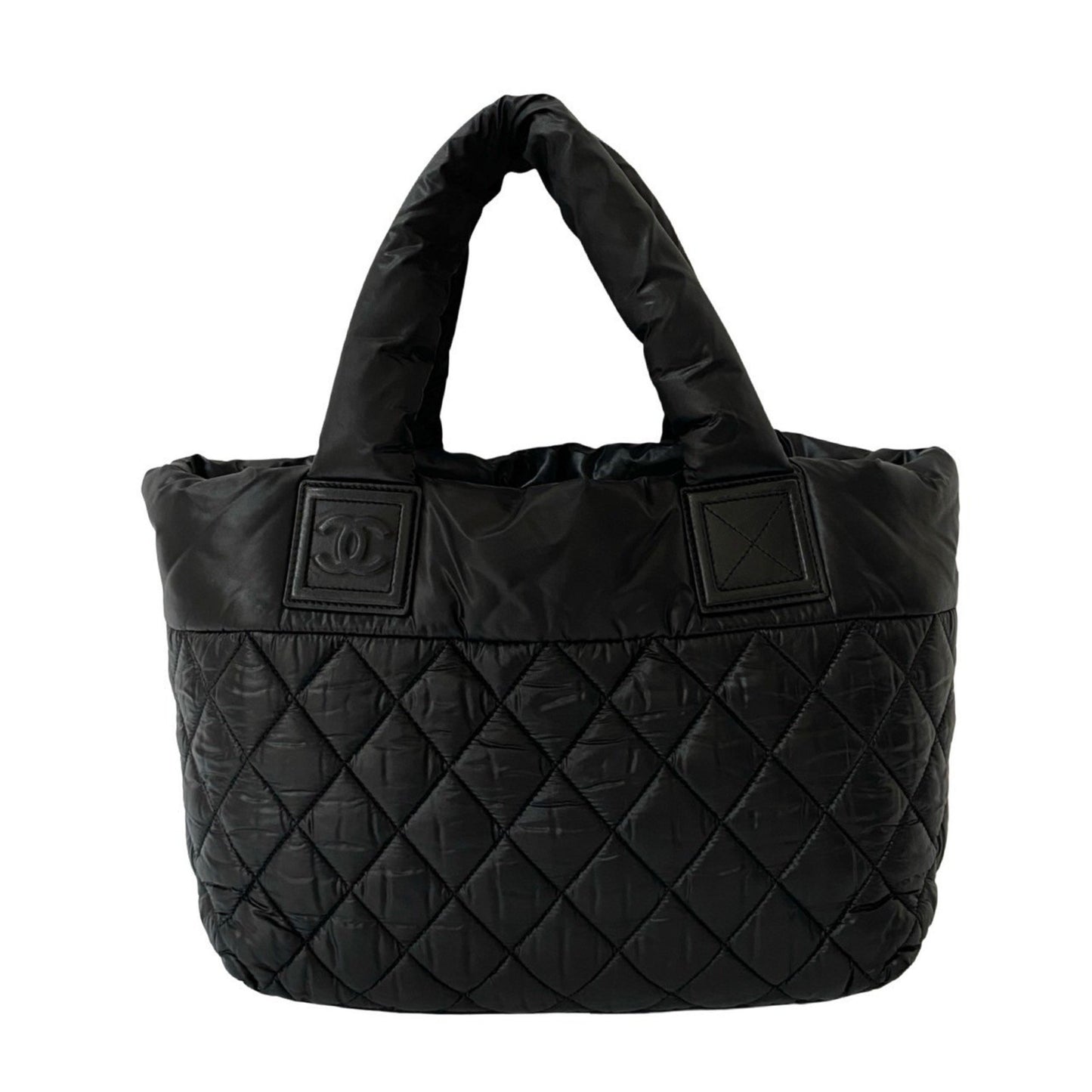 Chanel Coco Cocoon Mark Nylon Handbag Mini Tote Bag Black 37982