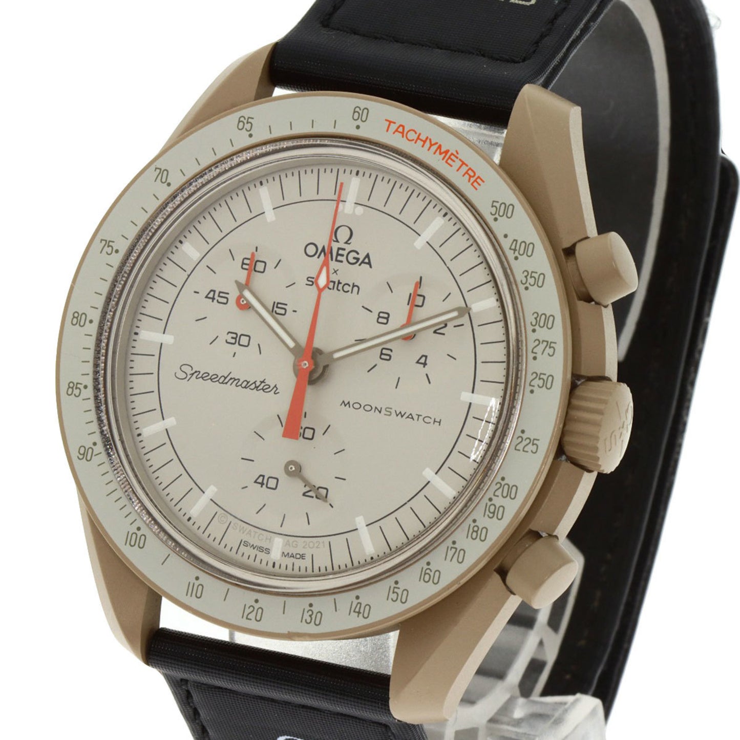 Omega X Swatch S033C100 Mission To Jupiter Speedmaster Collaboration Watch Ceramic Nylon