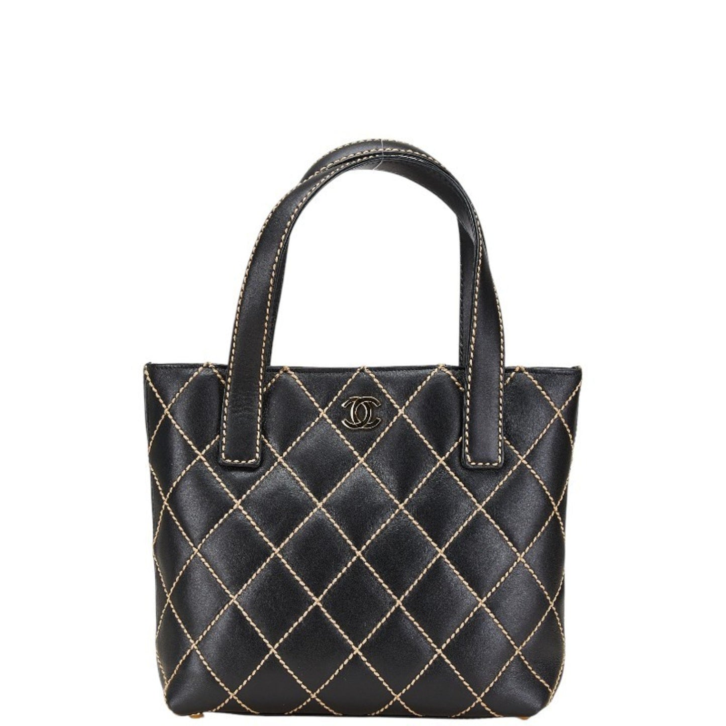 Chanel Wild Stitch Coco Mark Tote Bag In Black Lambskin