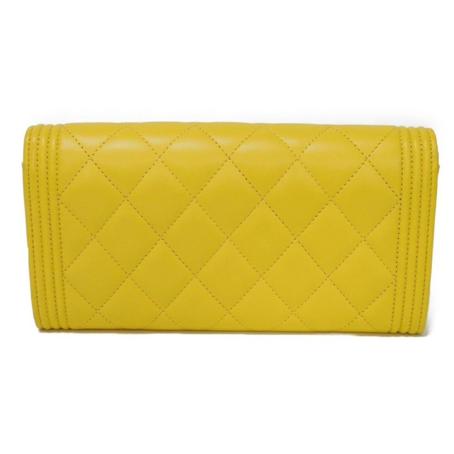 Chanel Long Wallet Boy Chanel Flap Coco Mark Quilted Lambskin 27Th Series Matelasse Yellow A80286