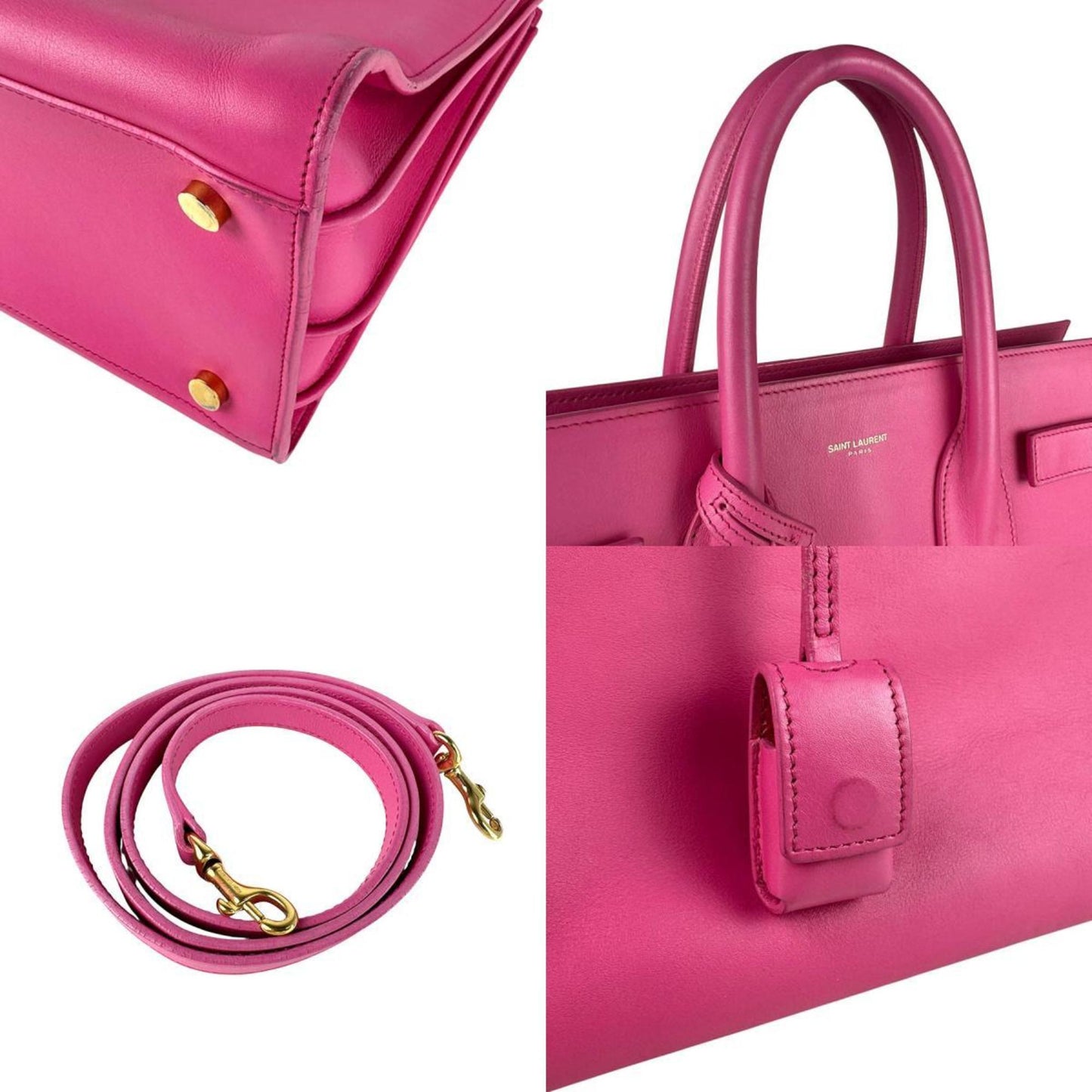 Saint Laurent Sac De Jour Handbag/Shoulder Bag In Pink Gold Leather
