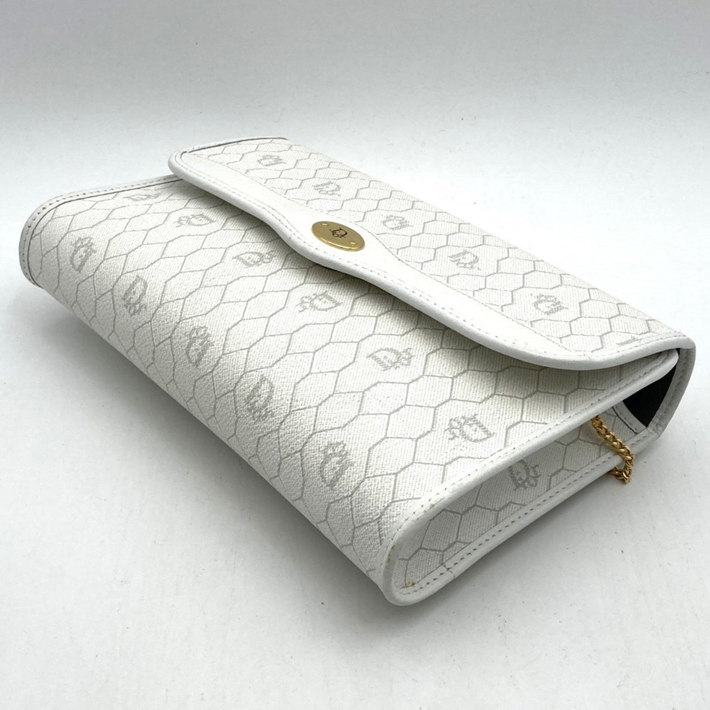 Christian Dior Dior Christian Honeycomb Shoulder Bag White Leather