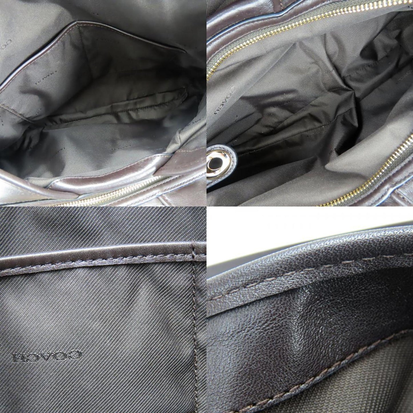 Coach Tote Bag 36466 Signature Canvas Leather Dark Brown