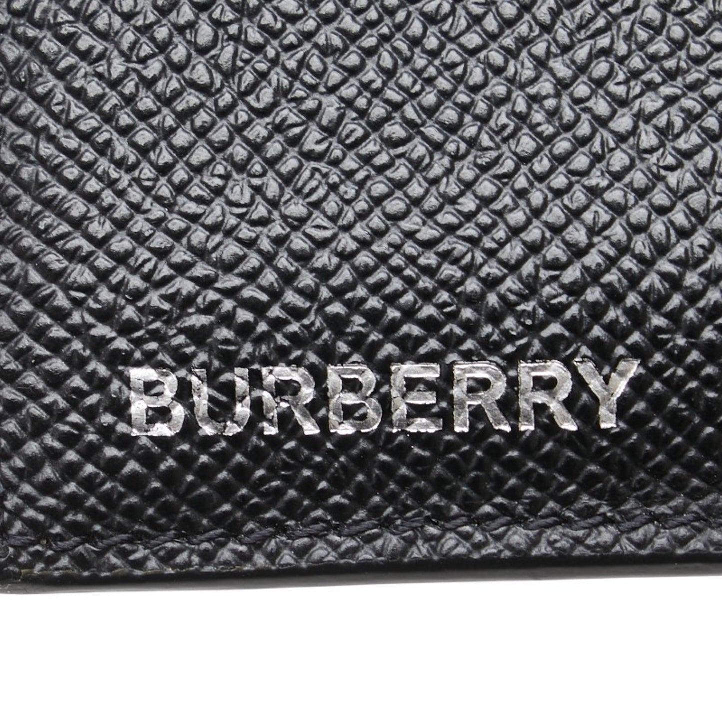 Burberry Logo Fragment Case Card Black Leather