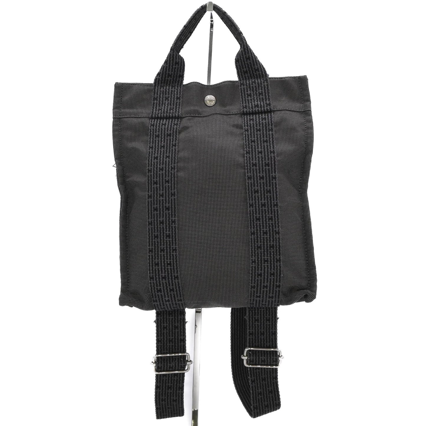 Hermes Air Line Ad Pm Canvas Tote Bag/Backpack In Gray/Black Nylon