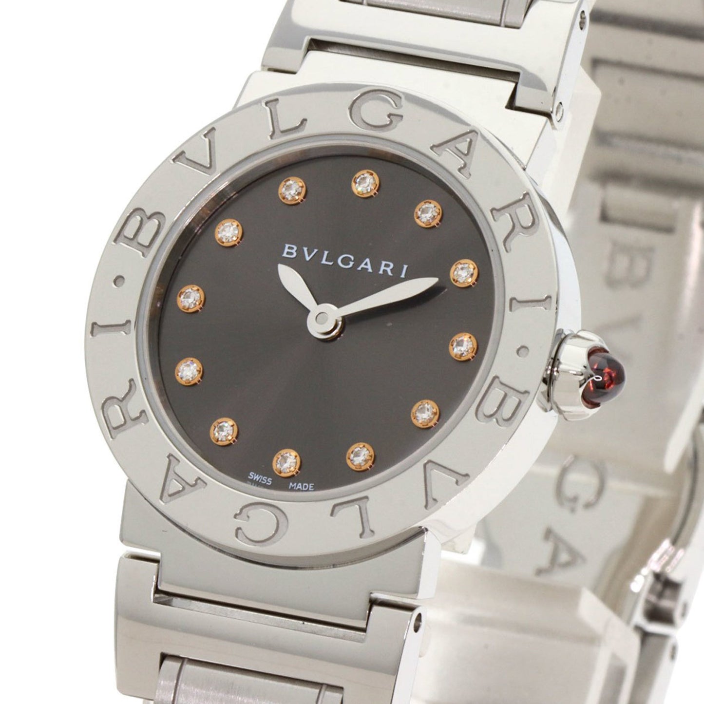 Bvlgari Bbl26C6Ss 12 12P Diamond Watch Stainless Steel Ss