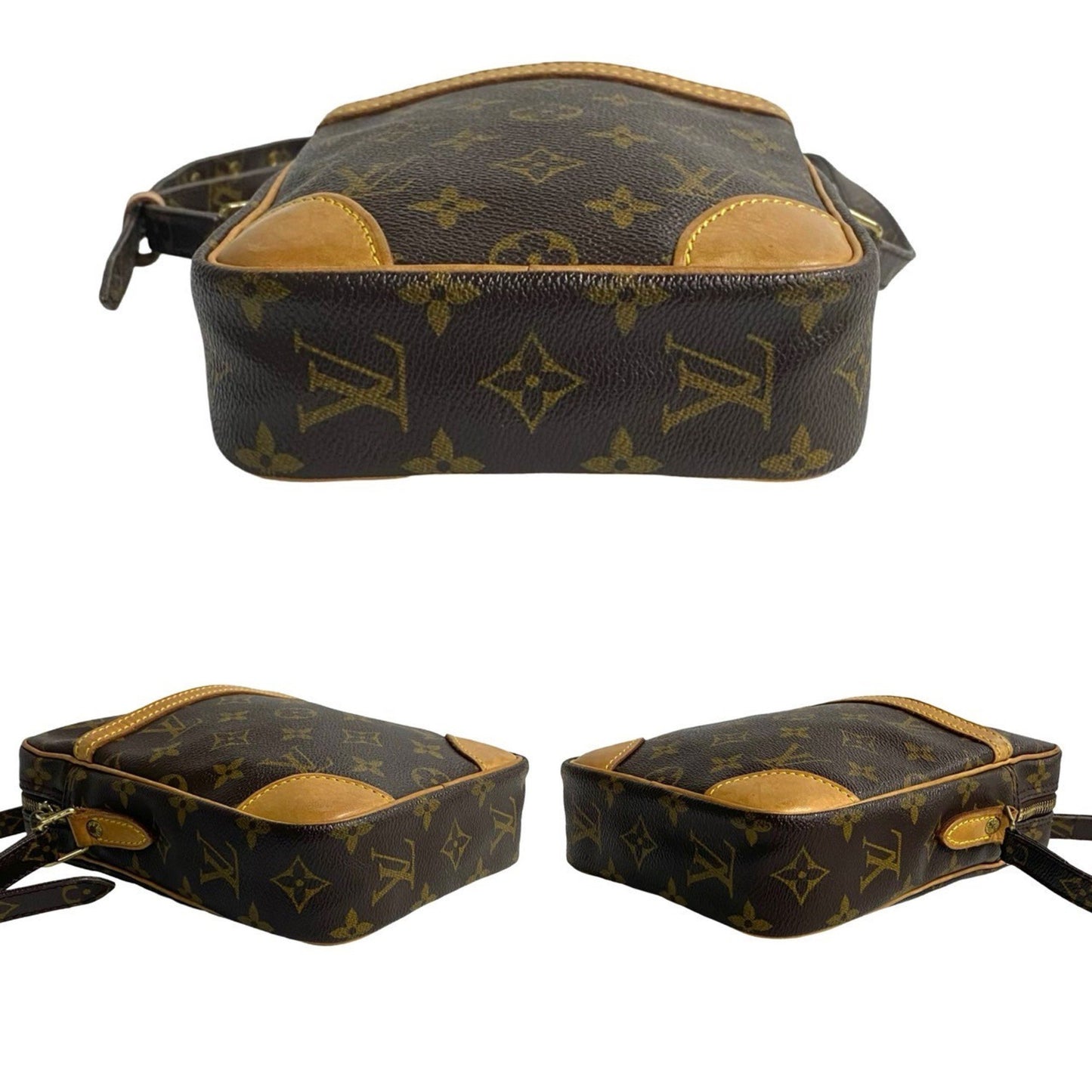 Louis Vuitton Danube Monogram Leather Mini Shoulder Bag/Pochette In Brown