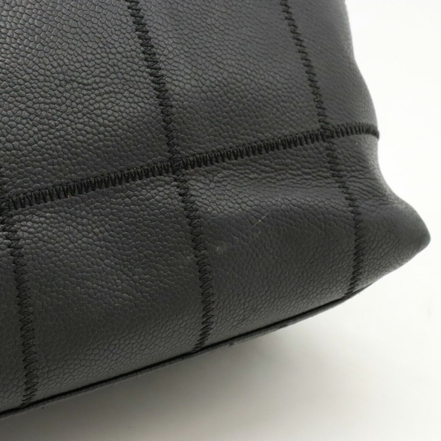 Chanel Chocolate Bar Tote Bag Leather Black