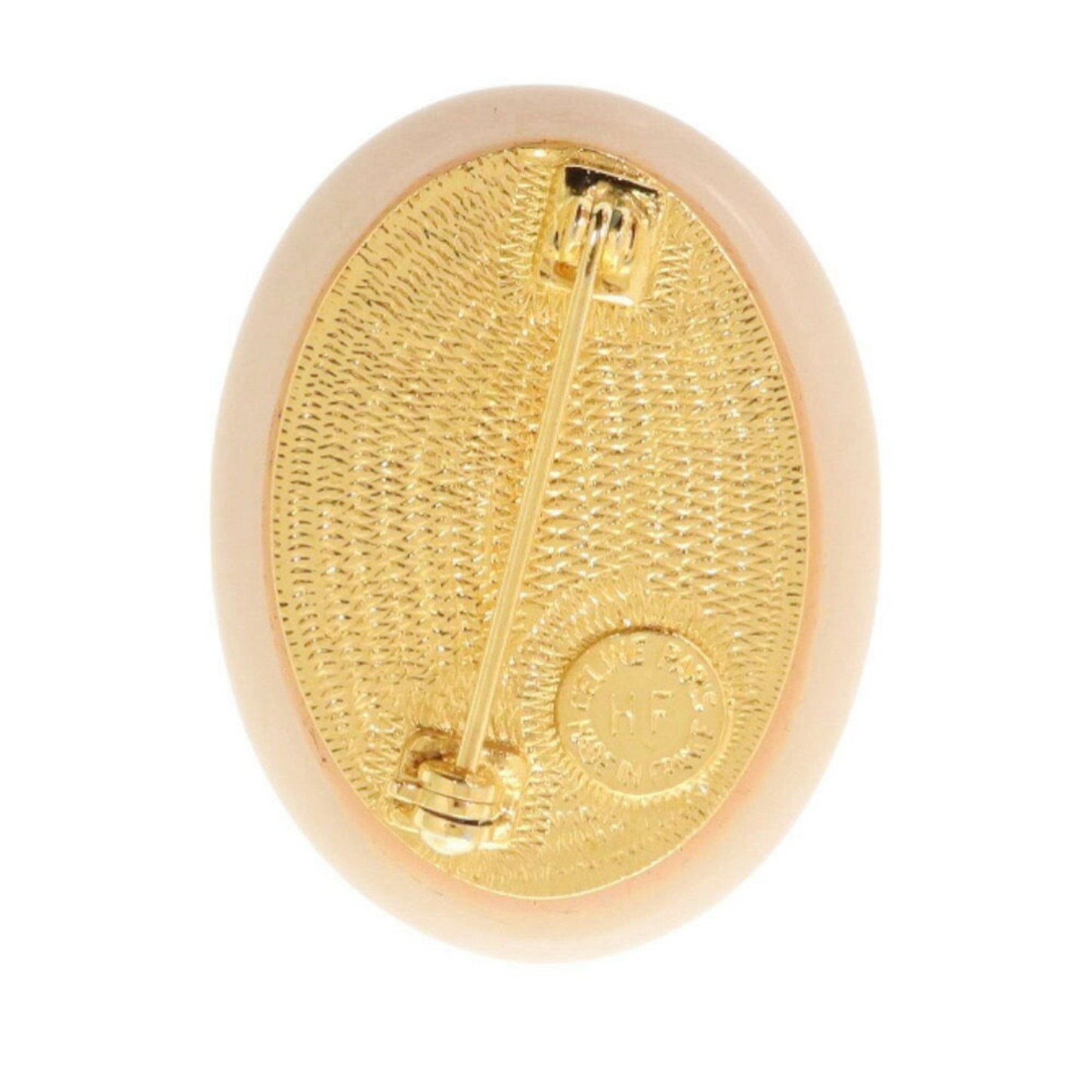 Celine Metal Crystal Pink Beige Brooch 0227Celine