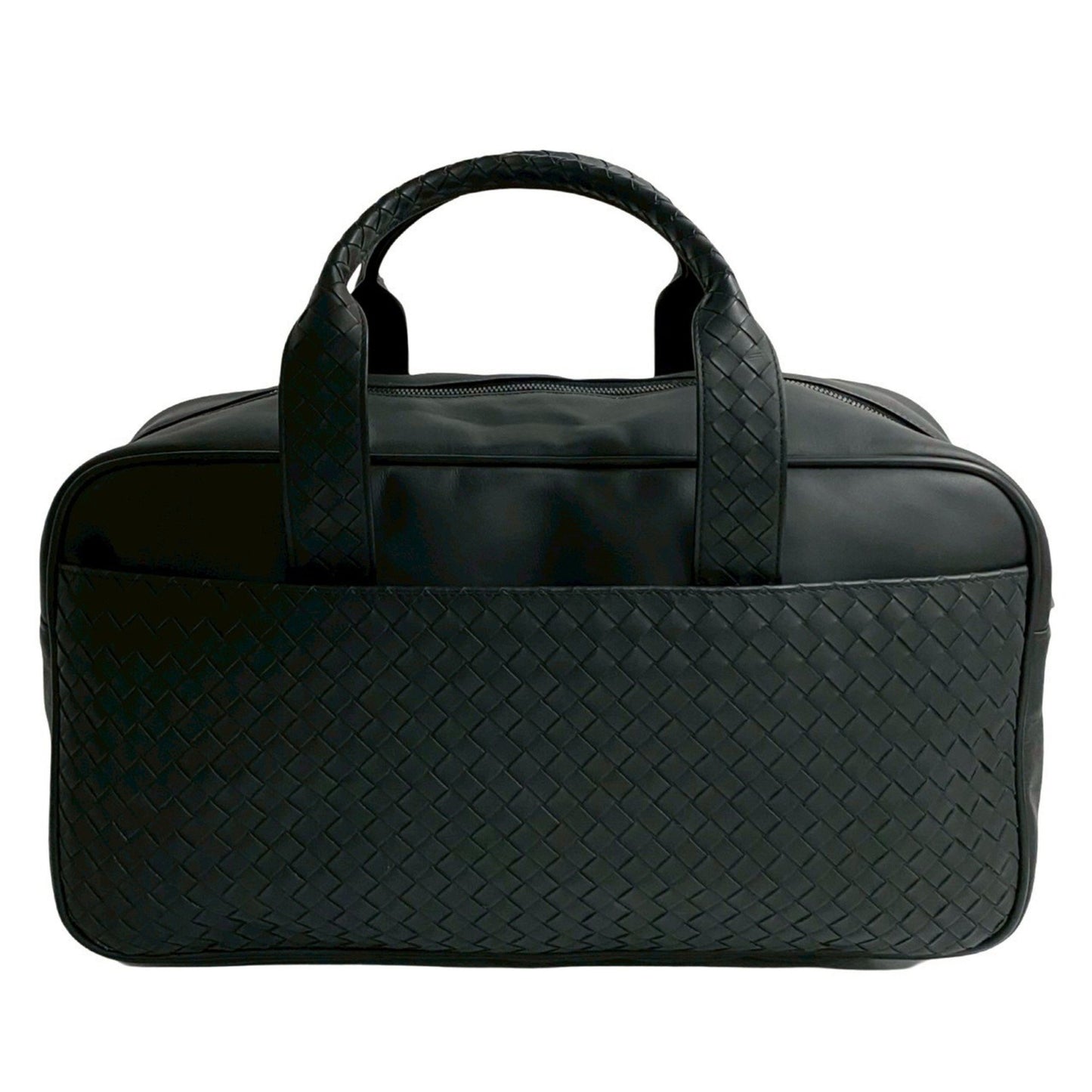 Bottega Veneta Intrecciato Leather Mini Boston Bag In Black