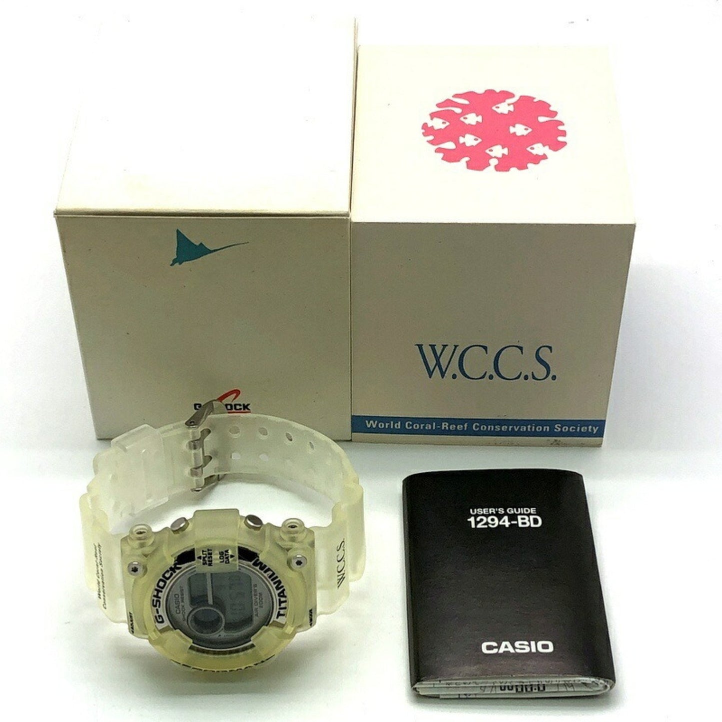 G-Shock Casio Frogman Wccs Dw-8201Wc-8T Titanium Watch With White Skeleton And Black Case