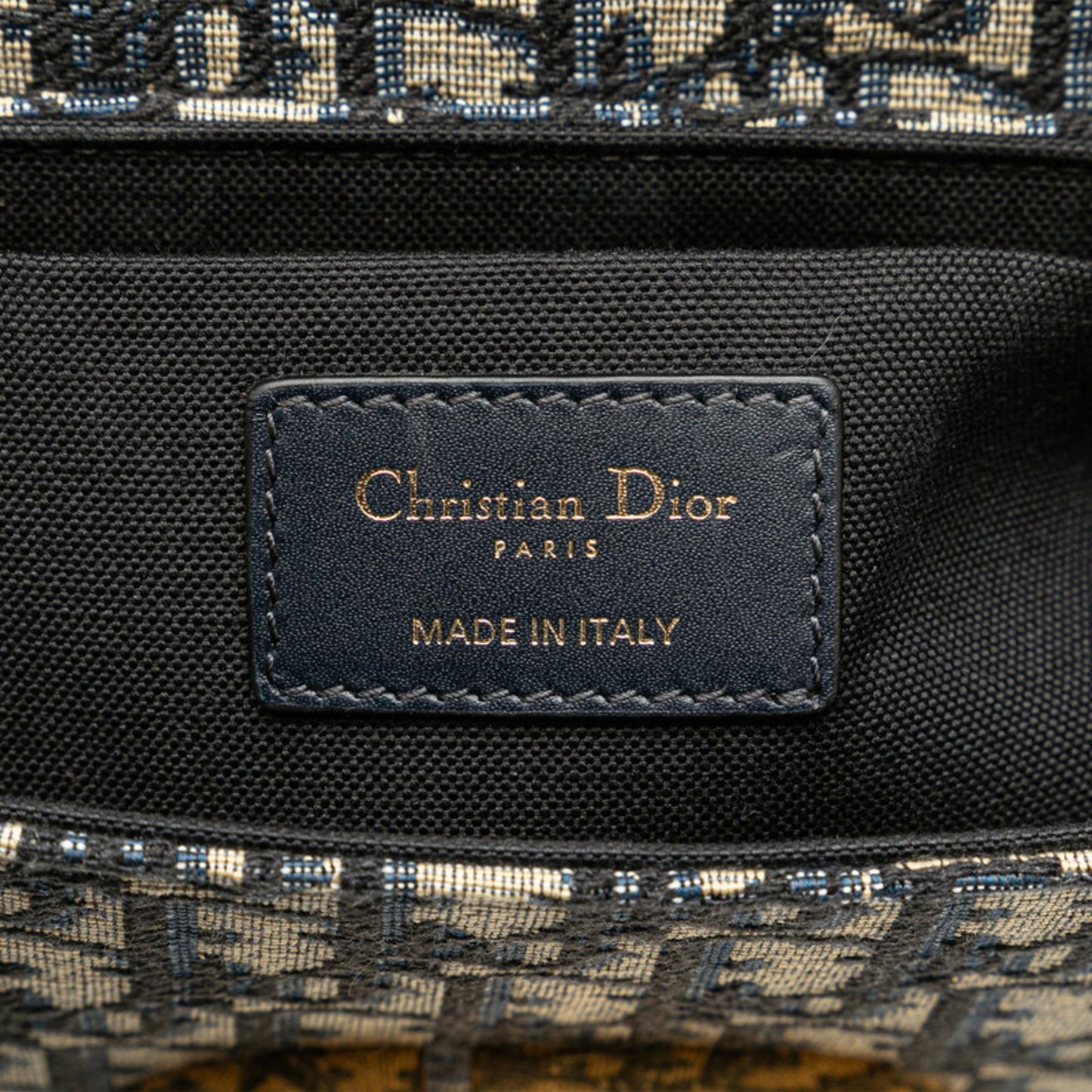 Christian Dior Dior Oblique 30 Montaigne Crossbody Shoulder Bag Navy Beige Leather Jacquard