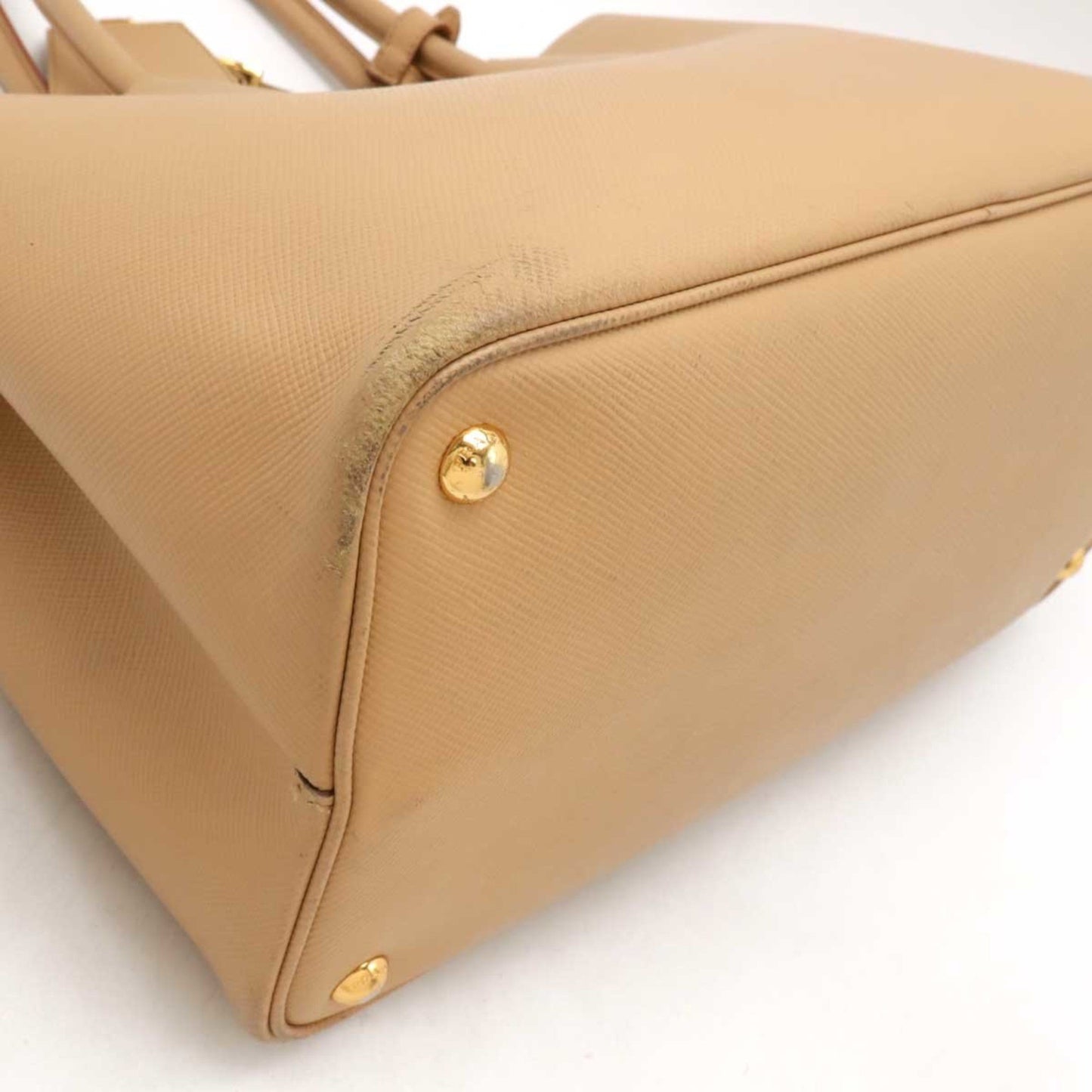 Prada Prada Double Tote Bag Handbag Saffiano Leather Noisette Beige Orange Purchased At A Japanese
