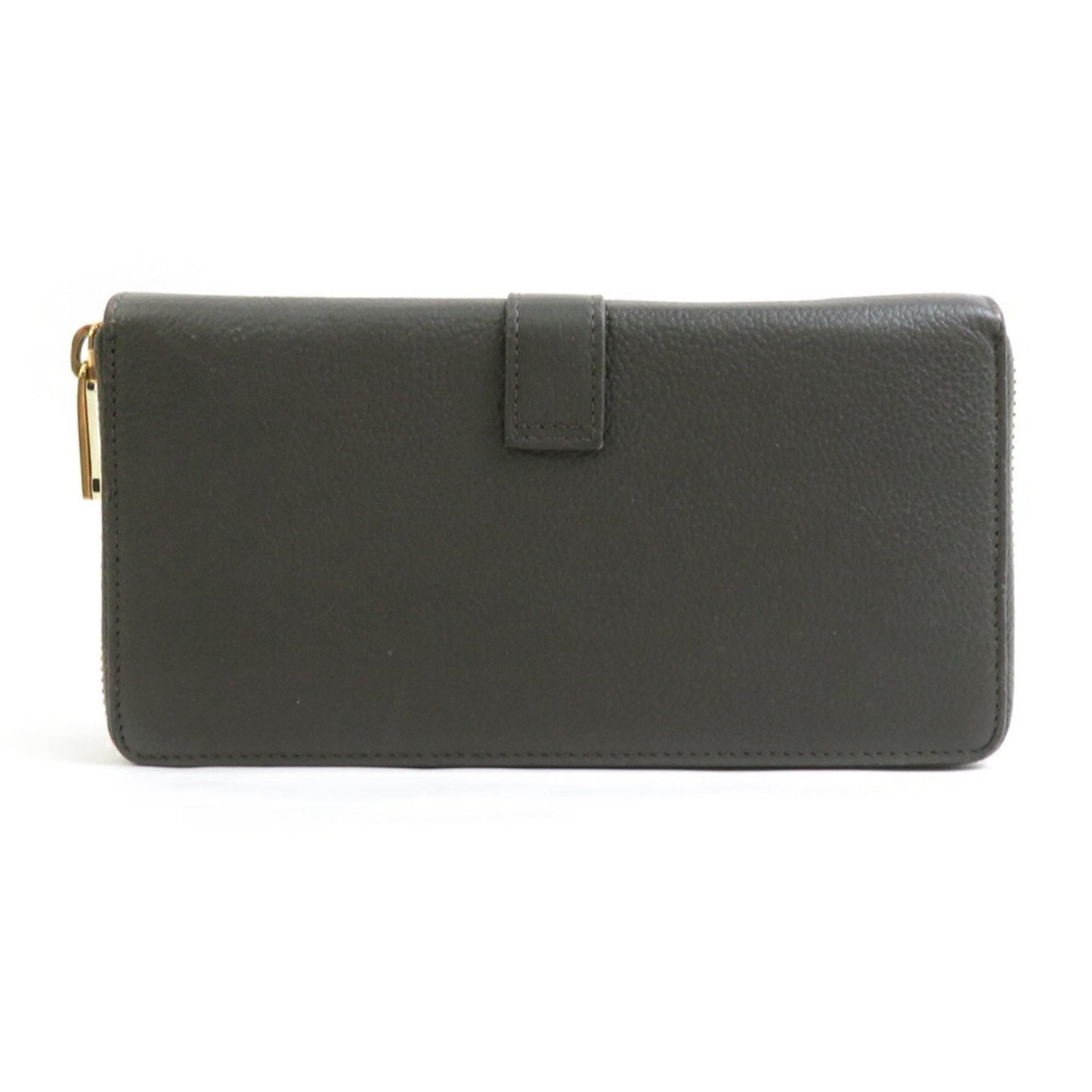 Saint Laurent Round Long Wallet In Khaki Brown And Gold Leather For Men Women