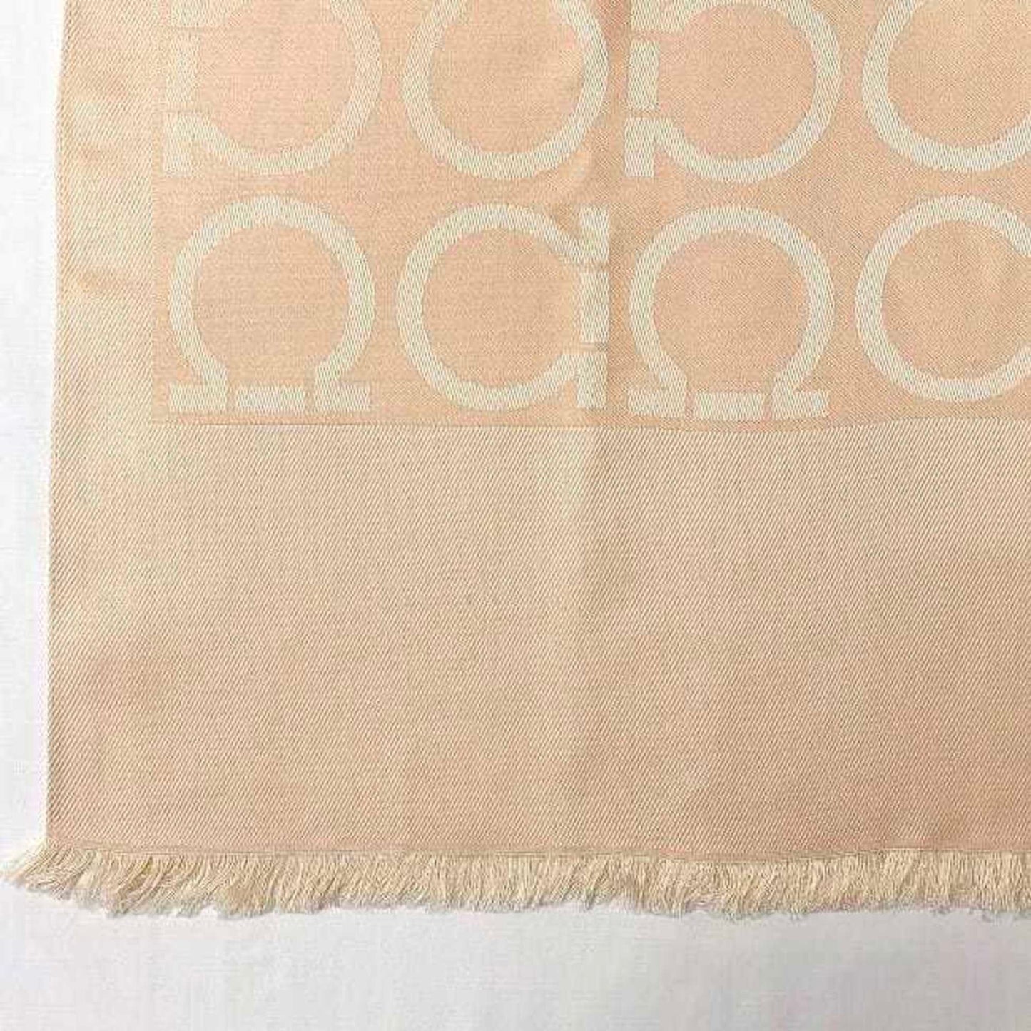 Salvatore Ferragamo Stole Ec-22419 Pink Gancini Silk Wool Large Shawl