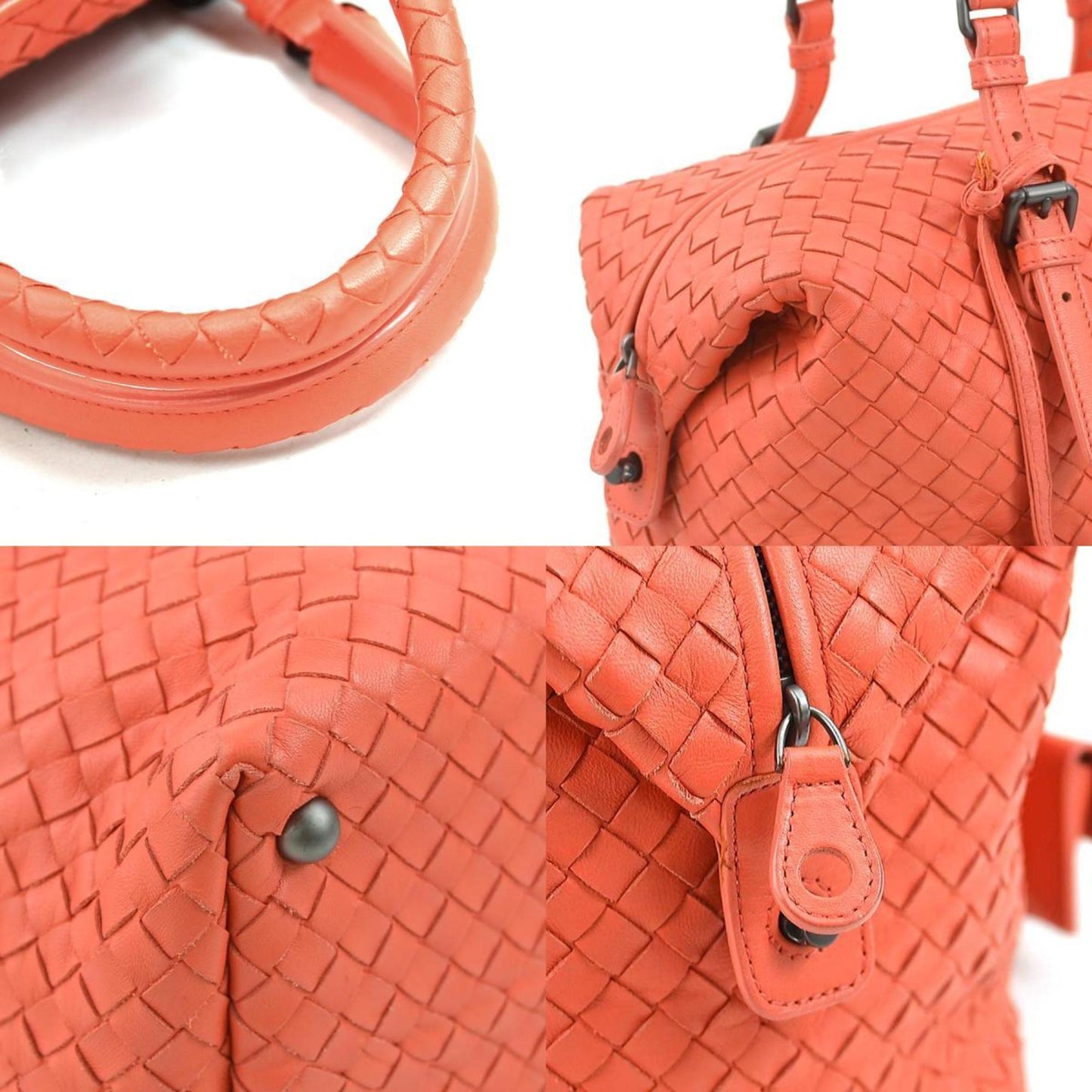Bottega Veneta Handbag Intrecciato Leather Orange Pink